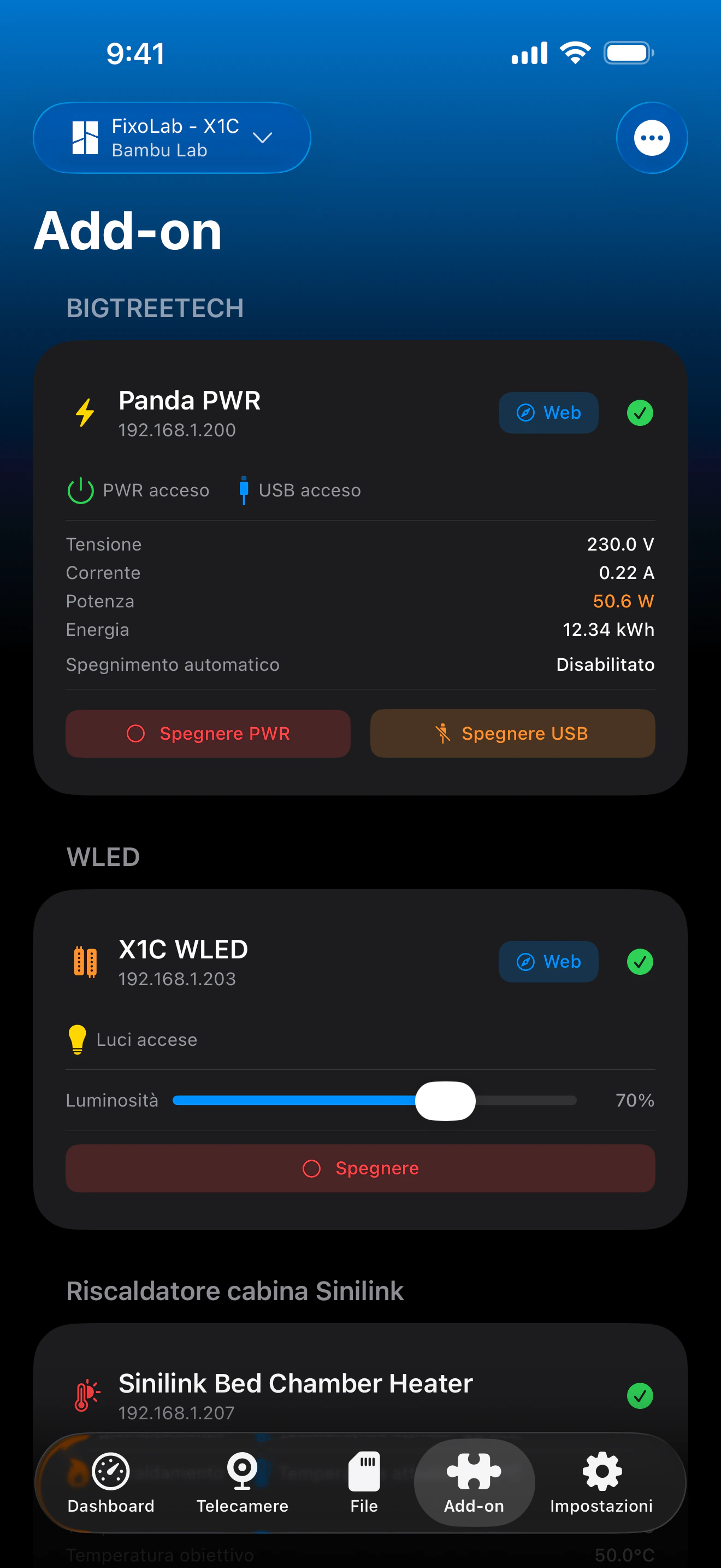 Screenshot della dashboard BIGTREETECH di Printer Tools
