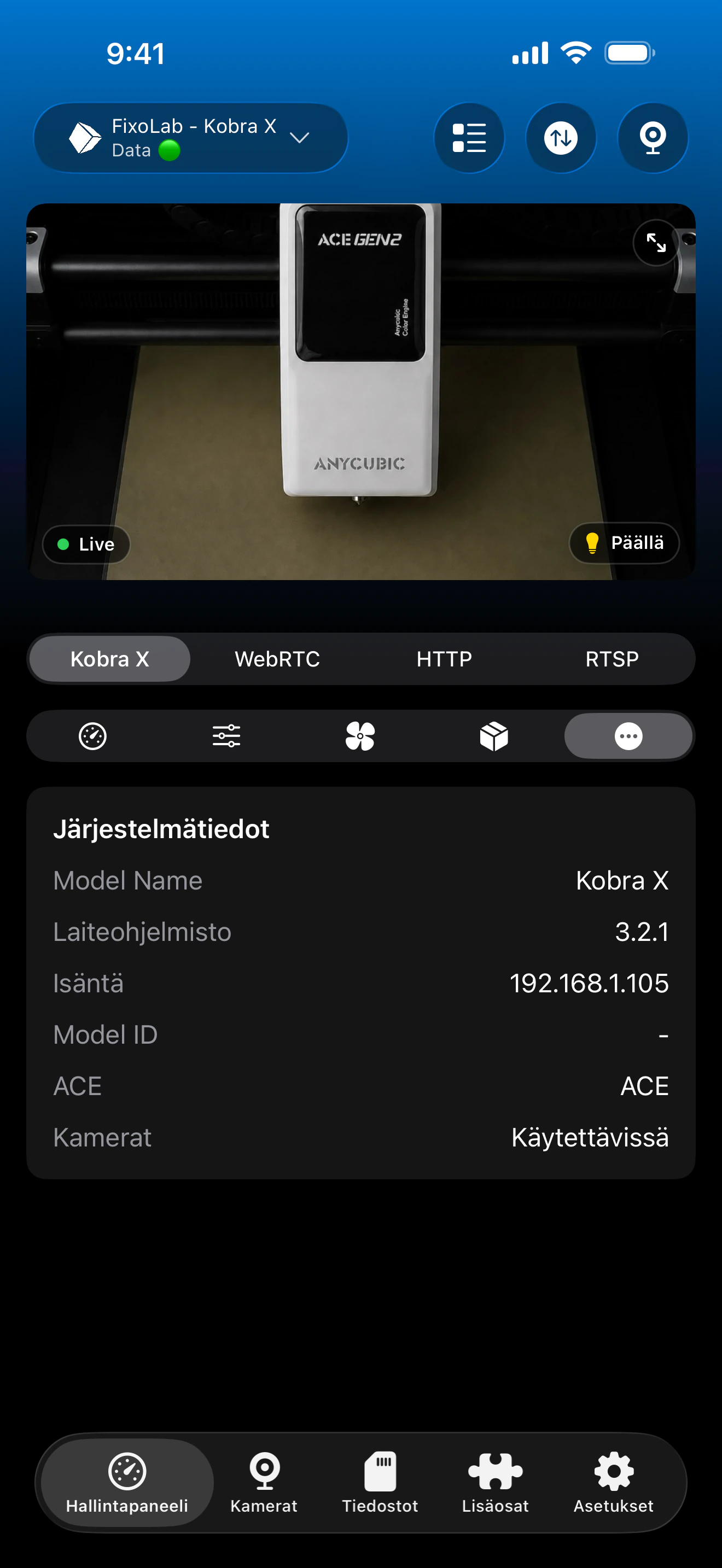 Anycubic-sekalainen kojelauta Printer Toolsissa
