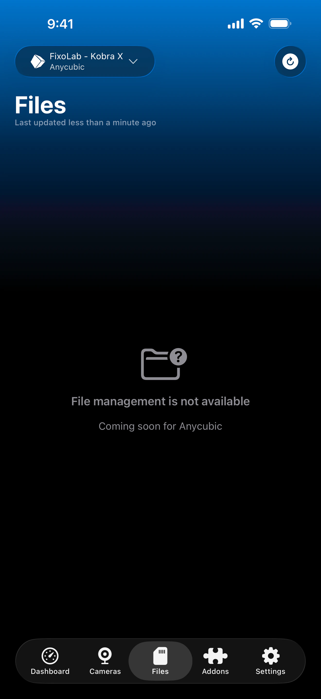 Anycubic file management status in Printer Tools