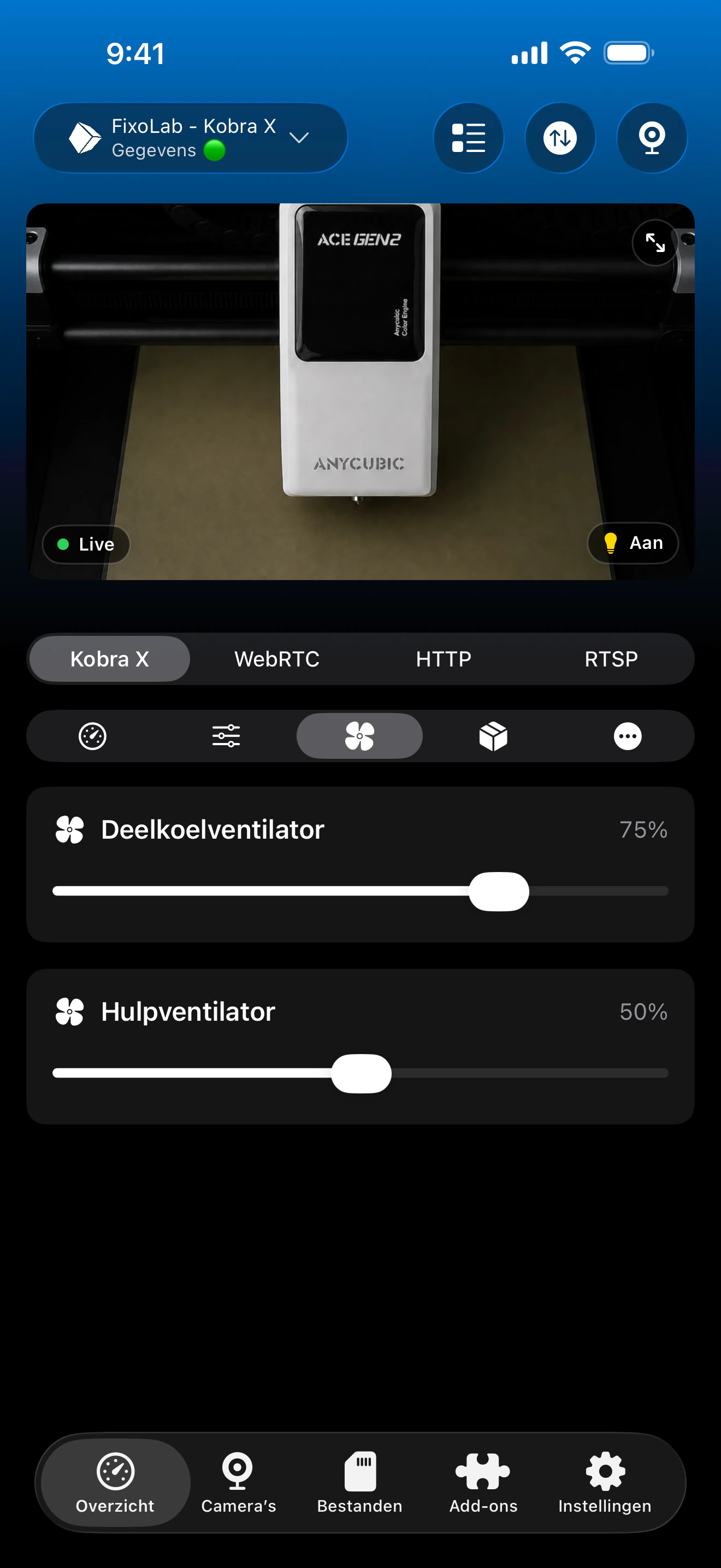 Anycubic-ventilatorbediening in Printer Tools