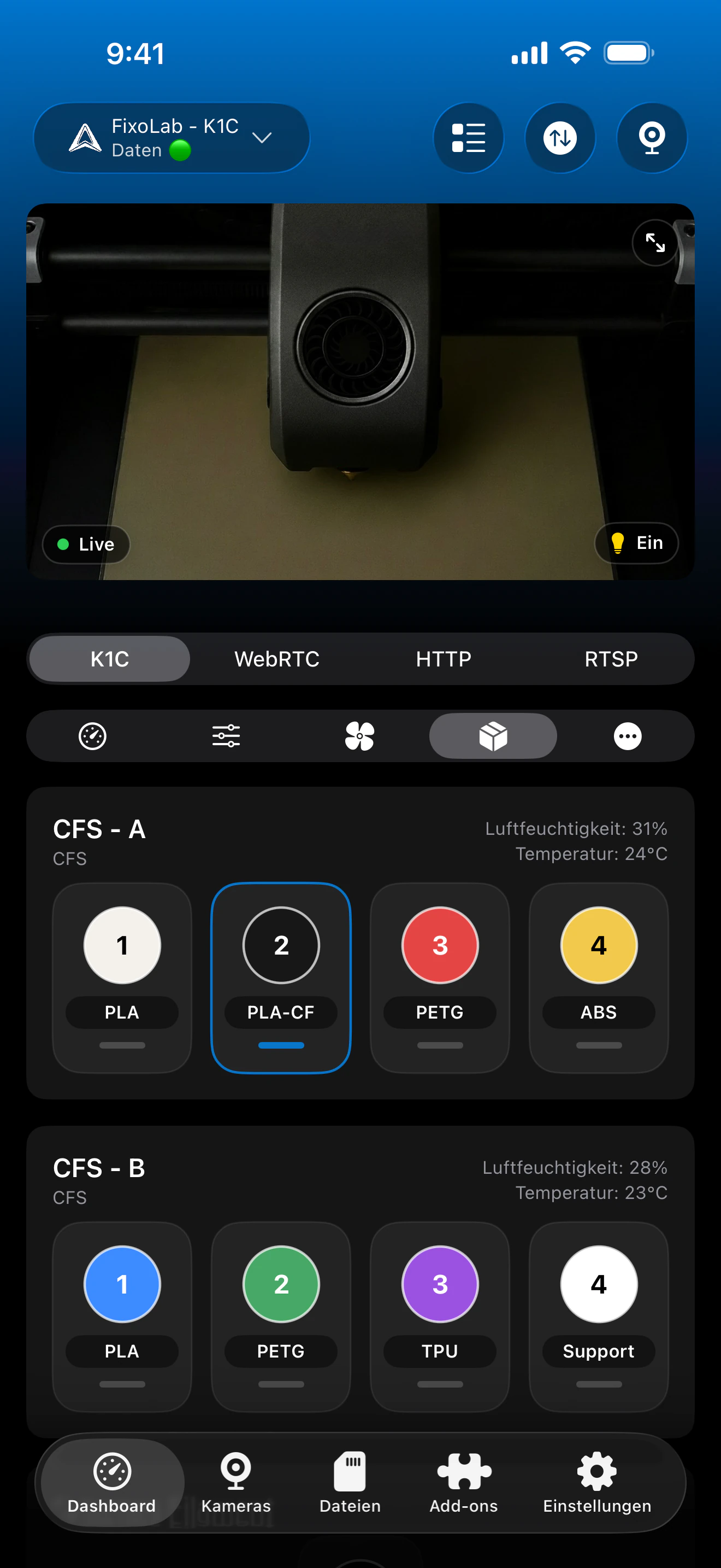 Creality-CFS-Status in Printer Tools