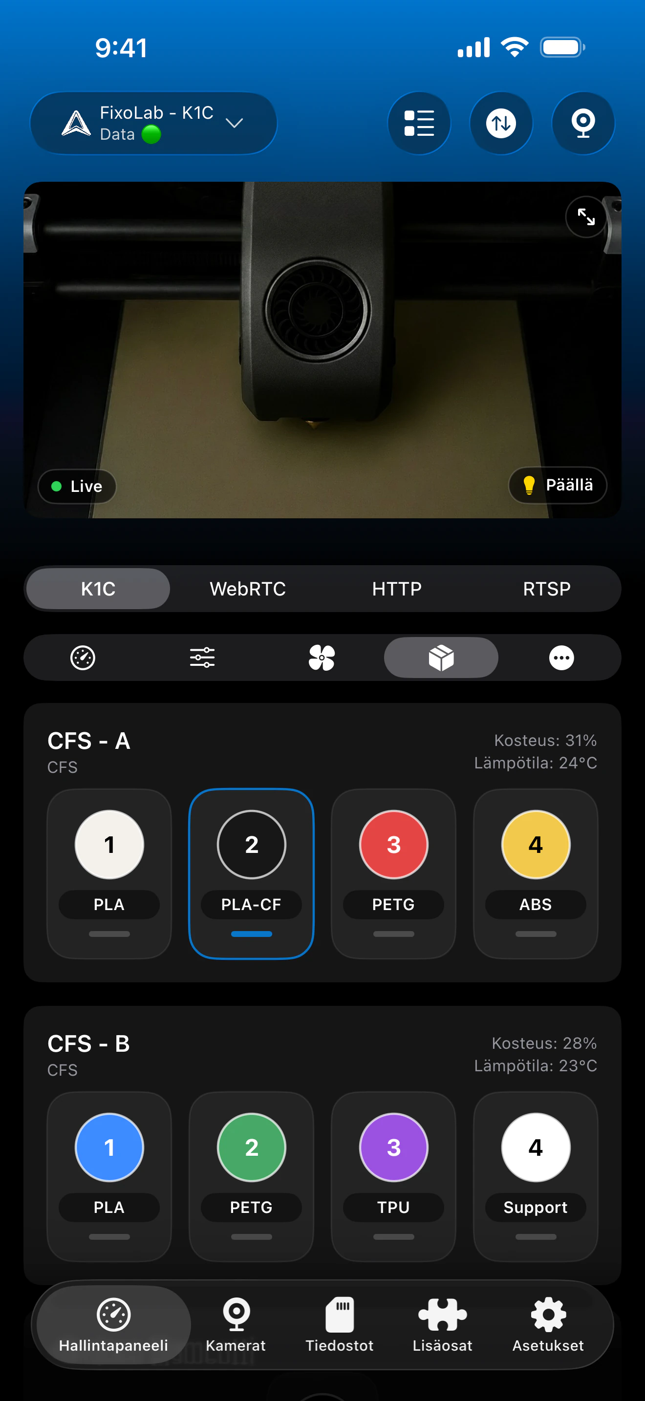 Creality CFS-tila Printer Toolsissa