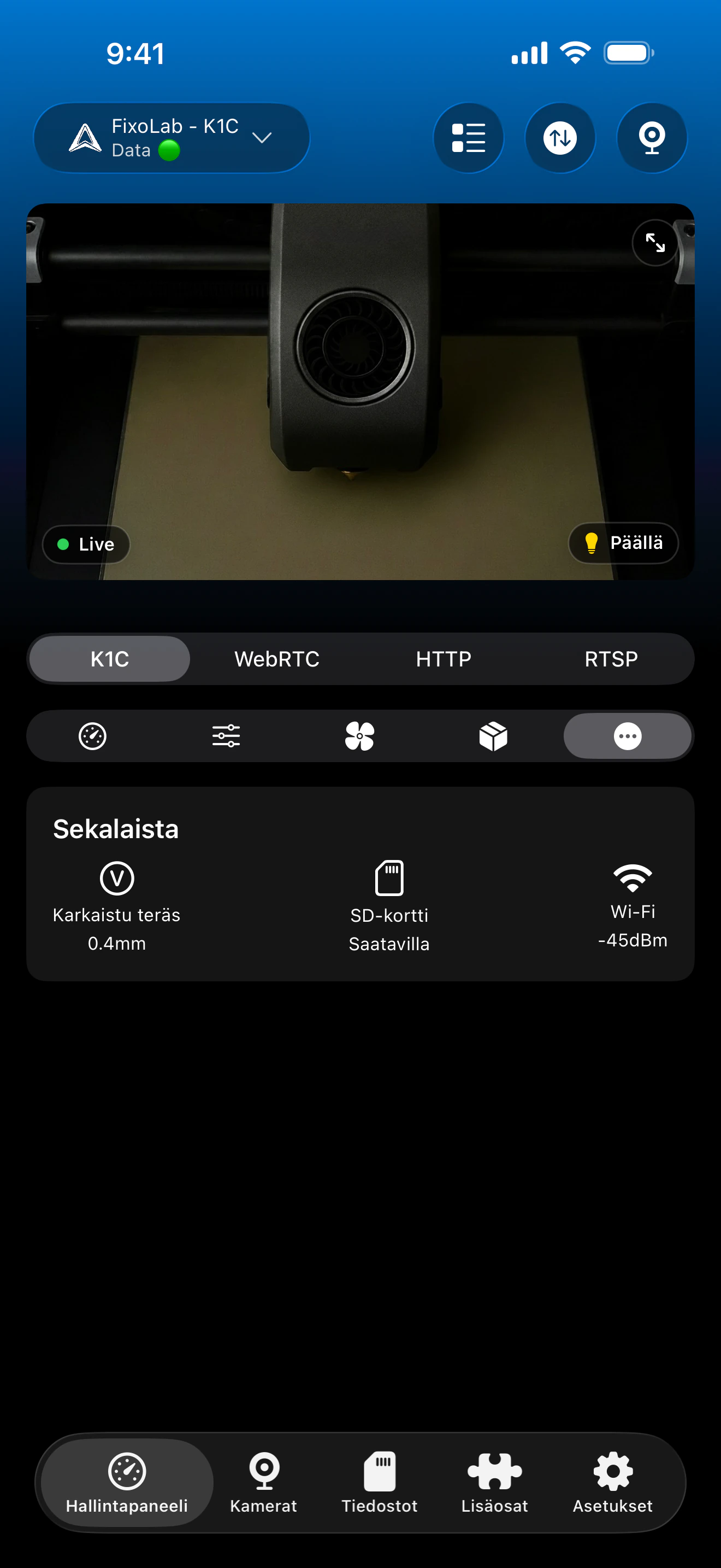 Creality-sekalainen kojelauta Printer Toolsissa