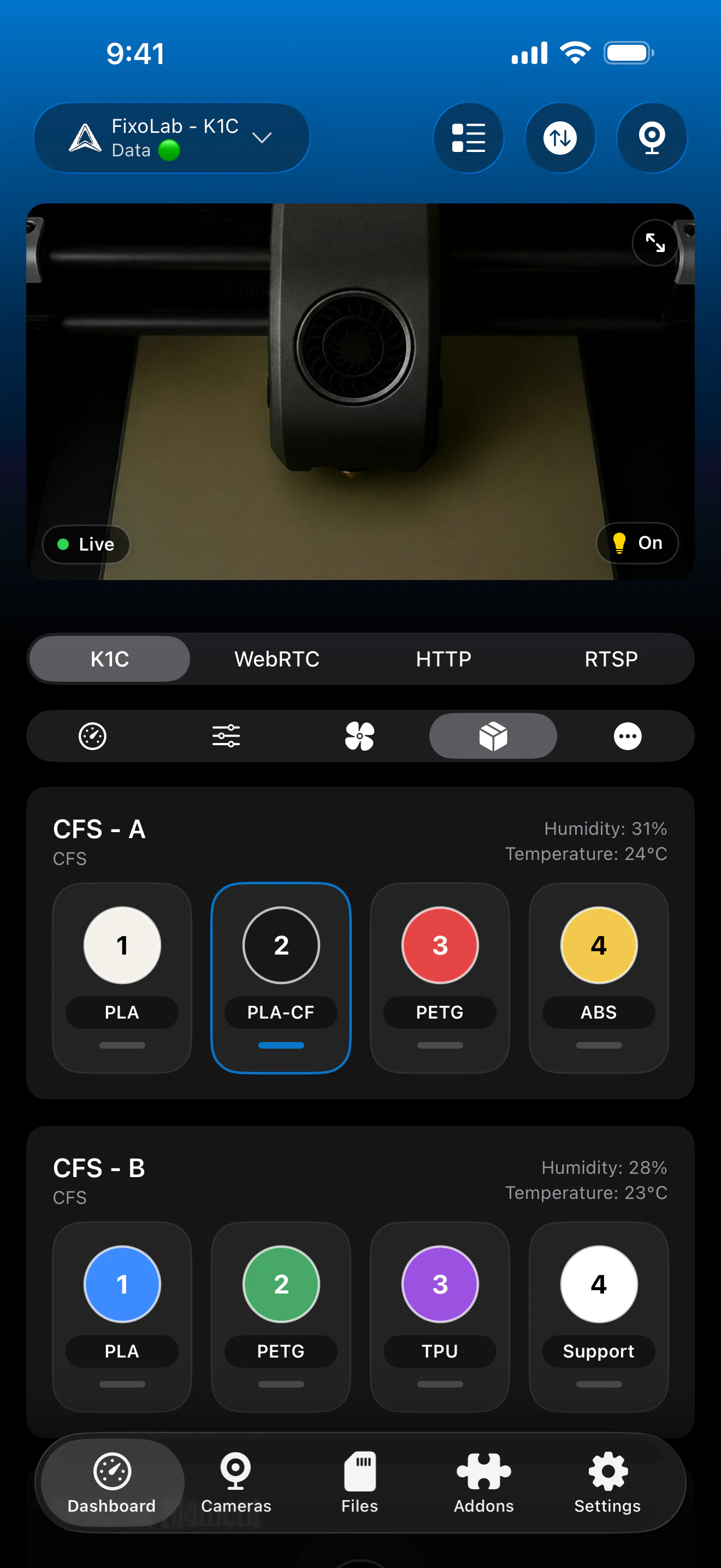 Creality CFS status in Printer Tools