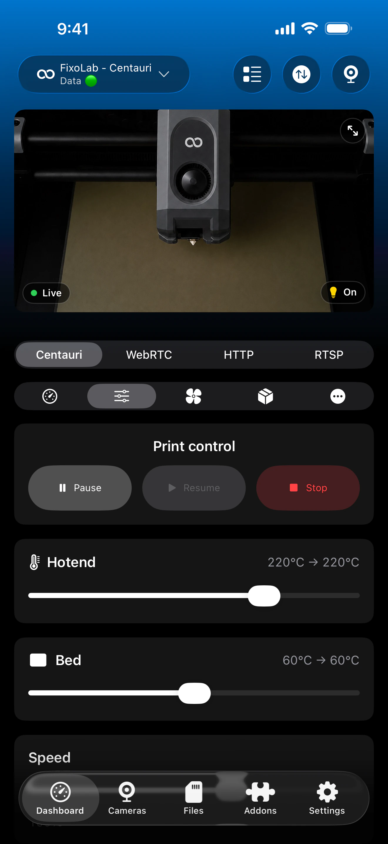 Elegoo print control in Printer Tools