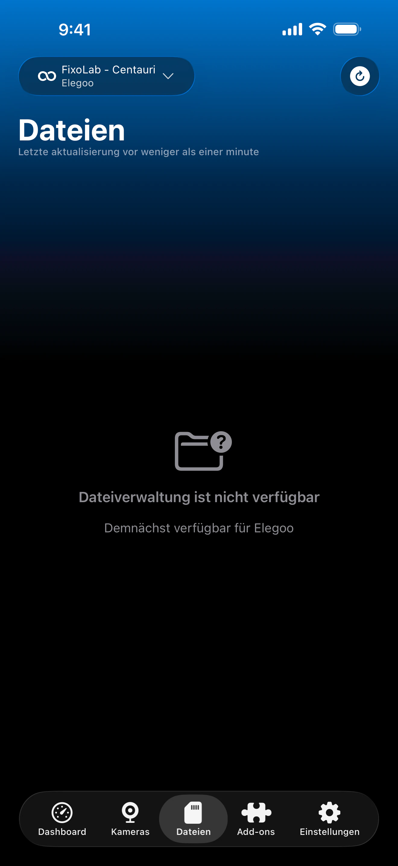 Elegoo-Dateiverwaltungsstatus in Printer Tools