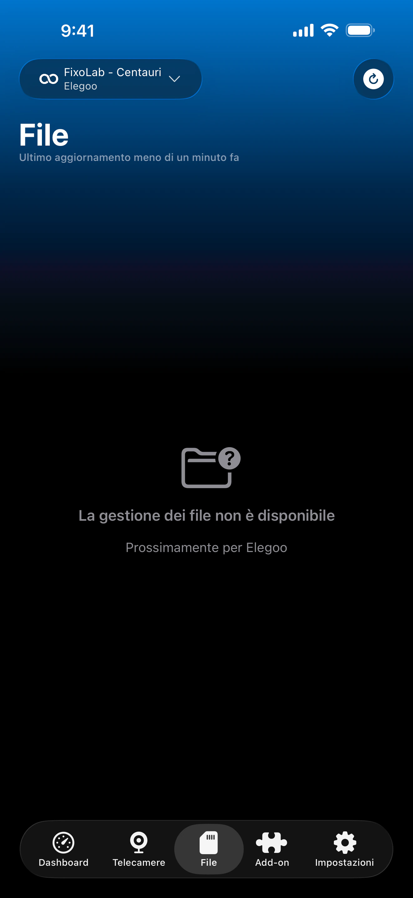 Stato di gestione file Elegoo in Printer Tools