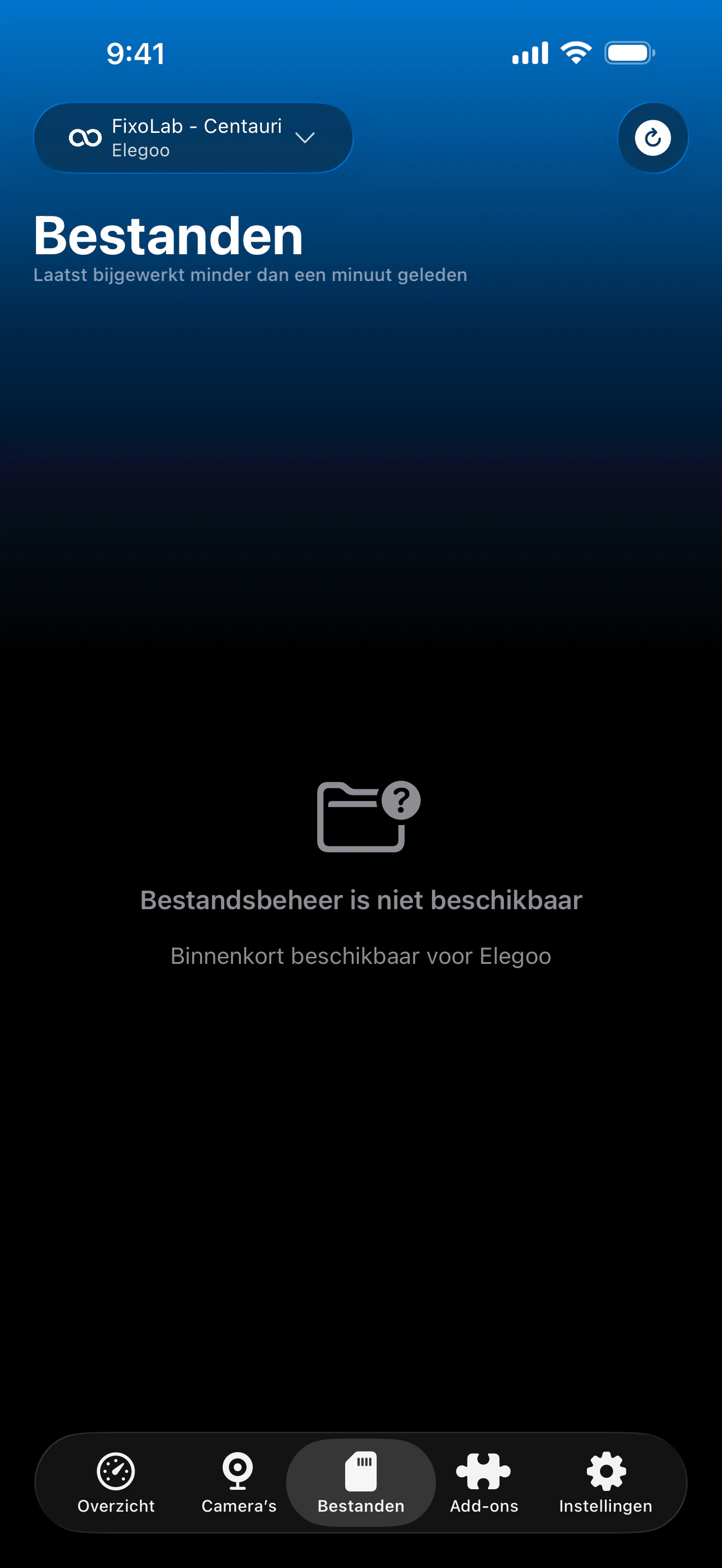 Elegoo-bestandsbeheerstatus in Printer Tools