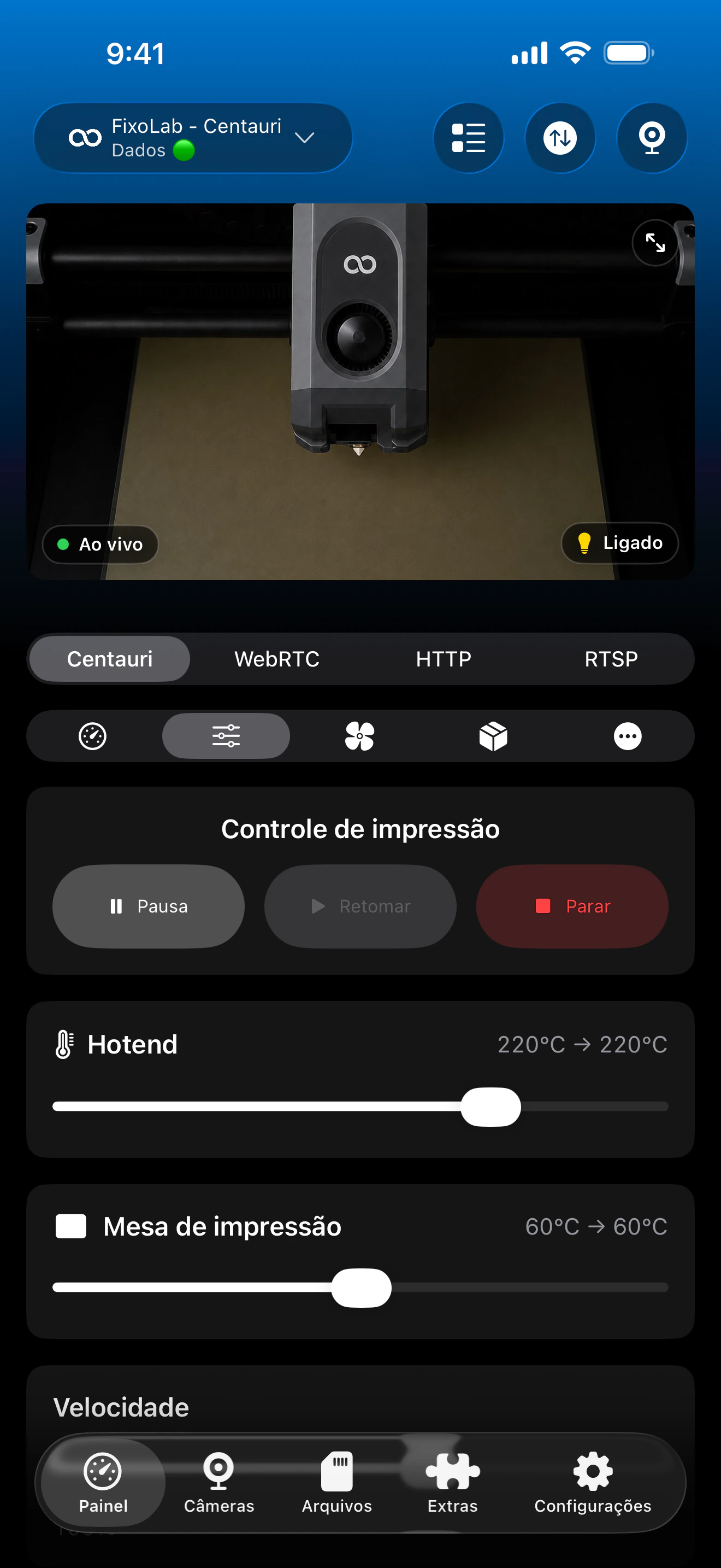 Controle de impressão Elegoo no Printer Tools