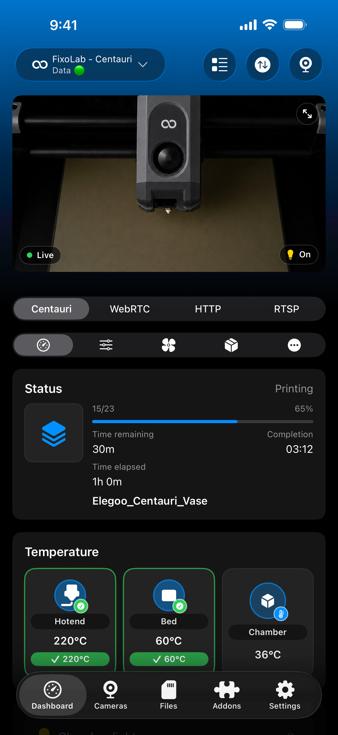Printer Tools Elegoo dashboard screenshot