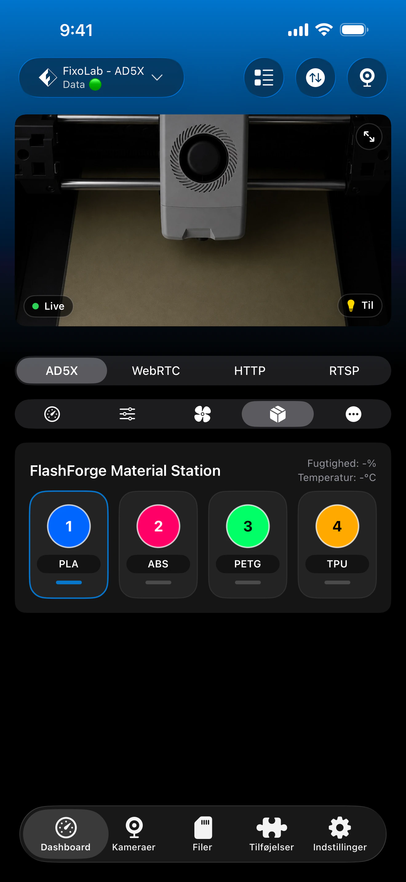 Flashforge Material Station-status i Printer Tools
