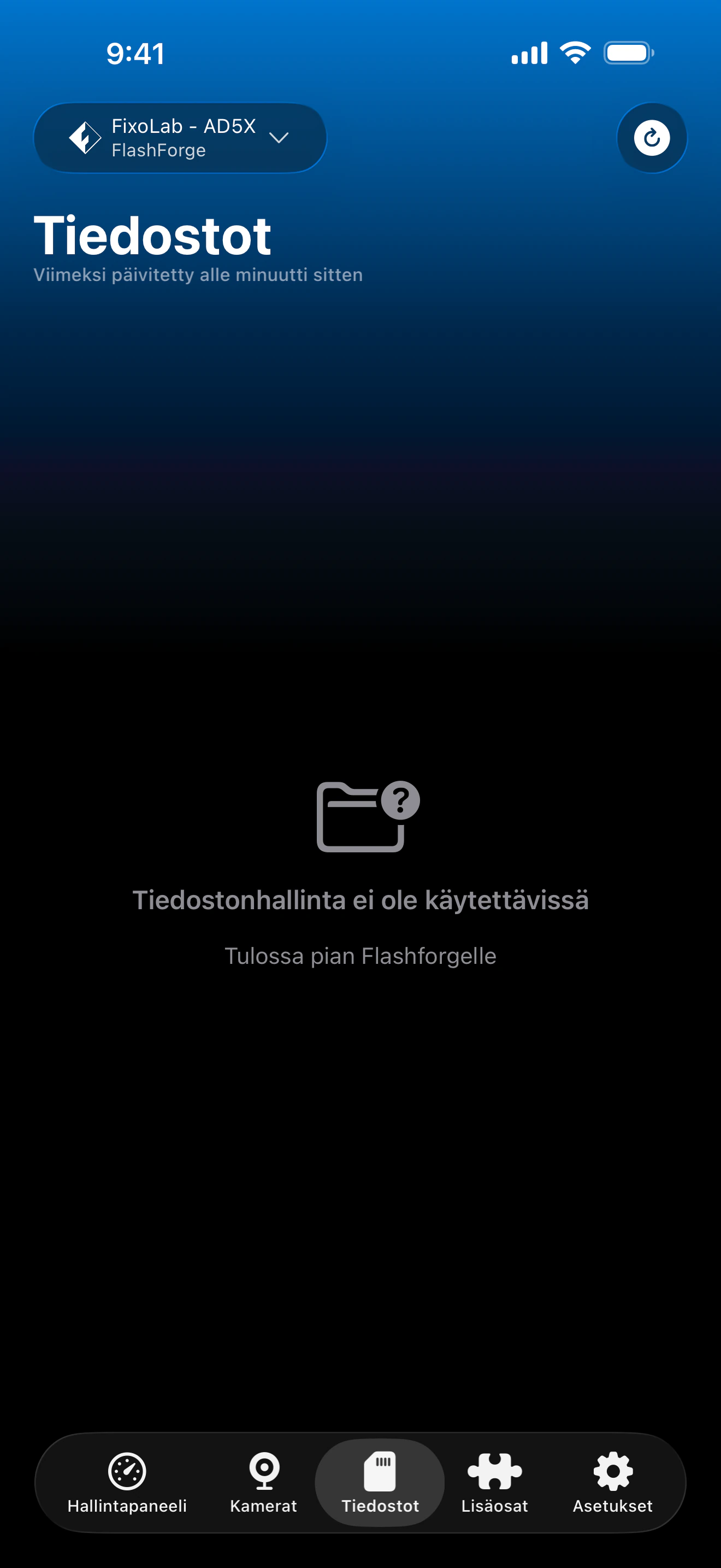 Flashforge-tiedostonhallintatila Printer Toolsissa
