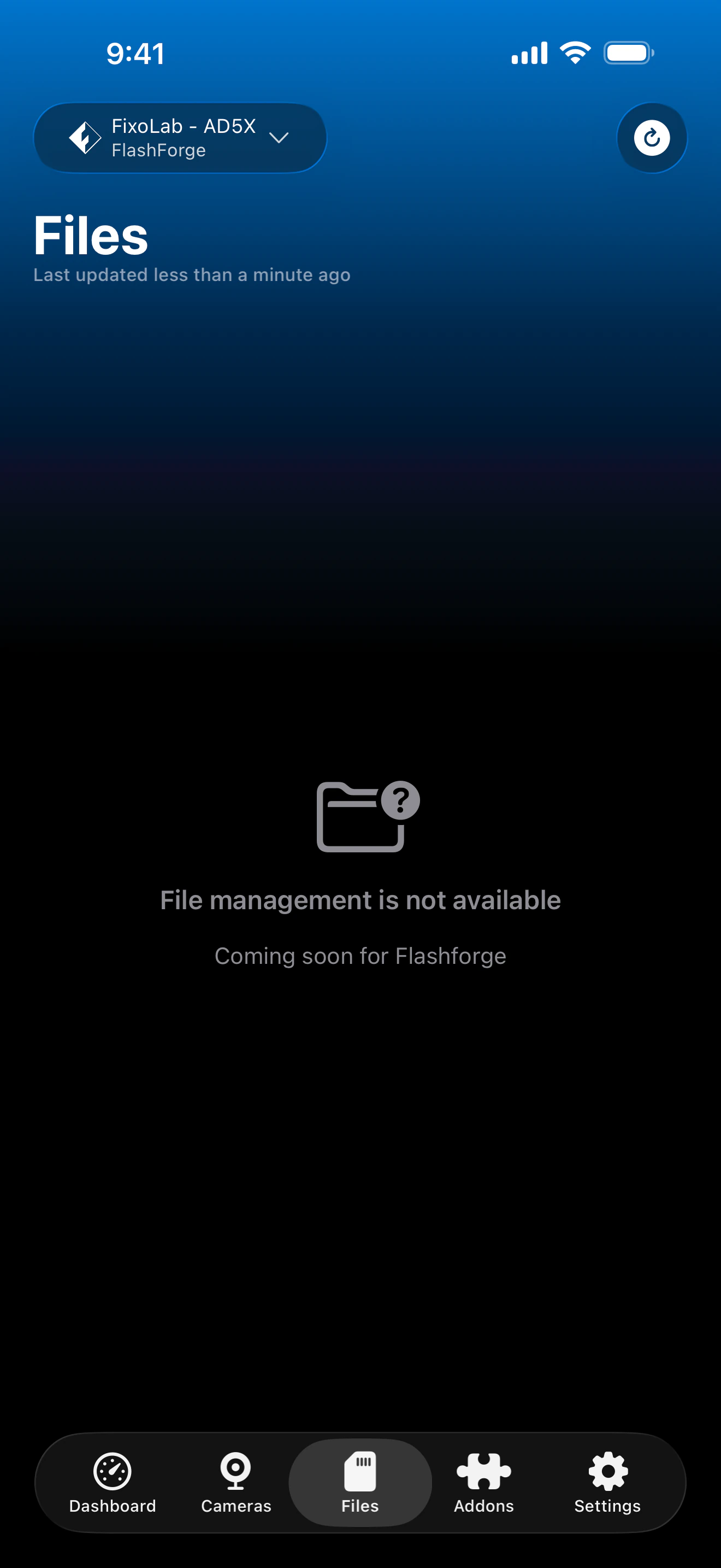 Flashforge file management status in Printer Tools