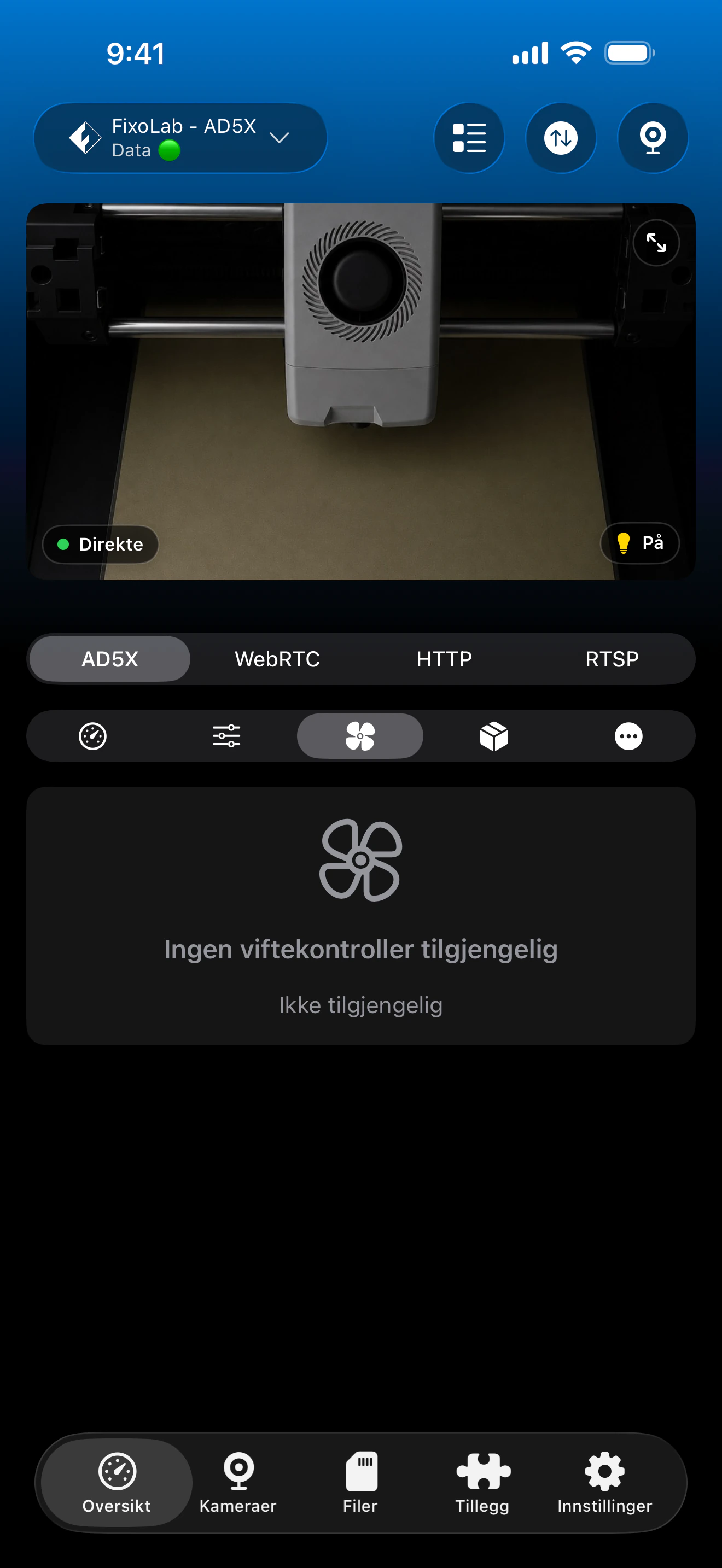 Flashforge viftekontroll i Printer Tools