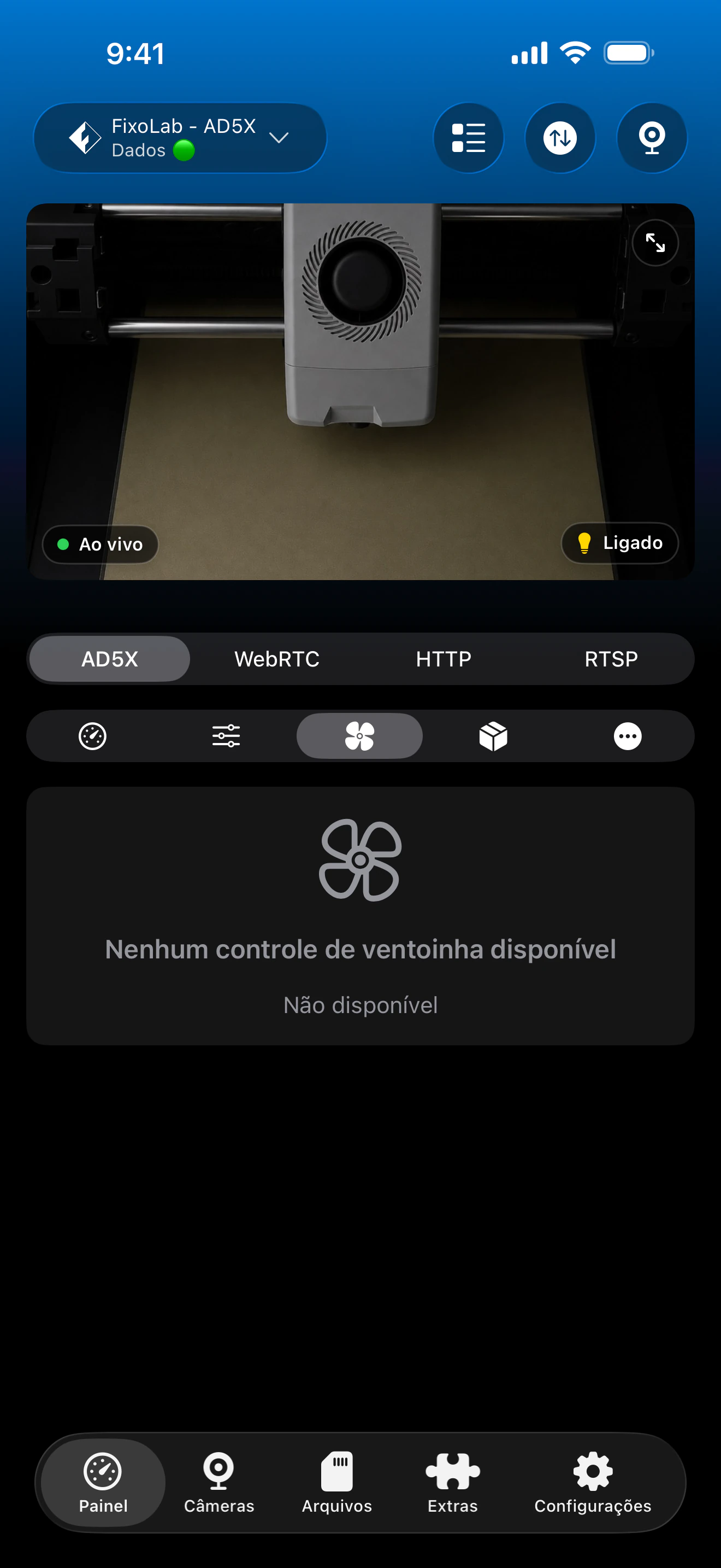Controle de ventoinhas Flashforge no Printer Tools