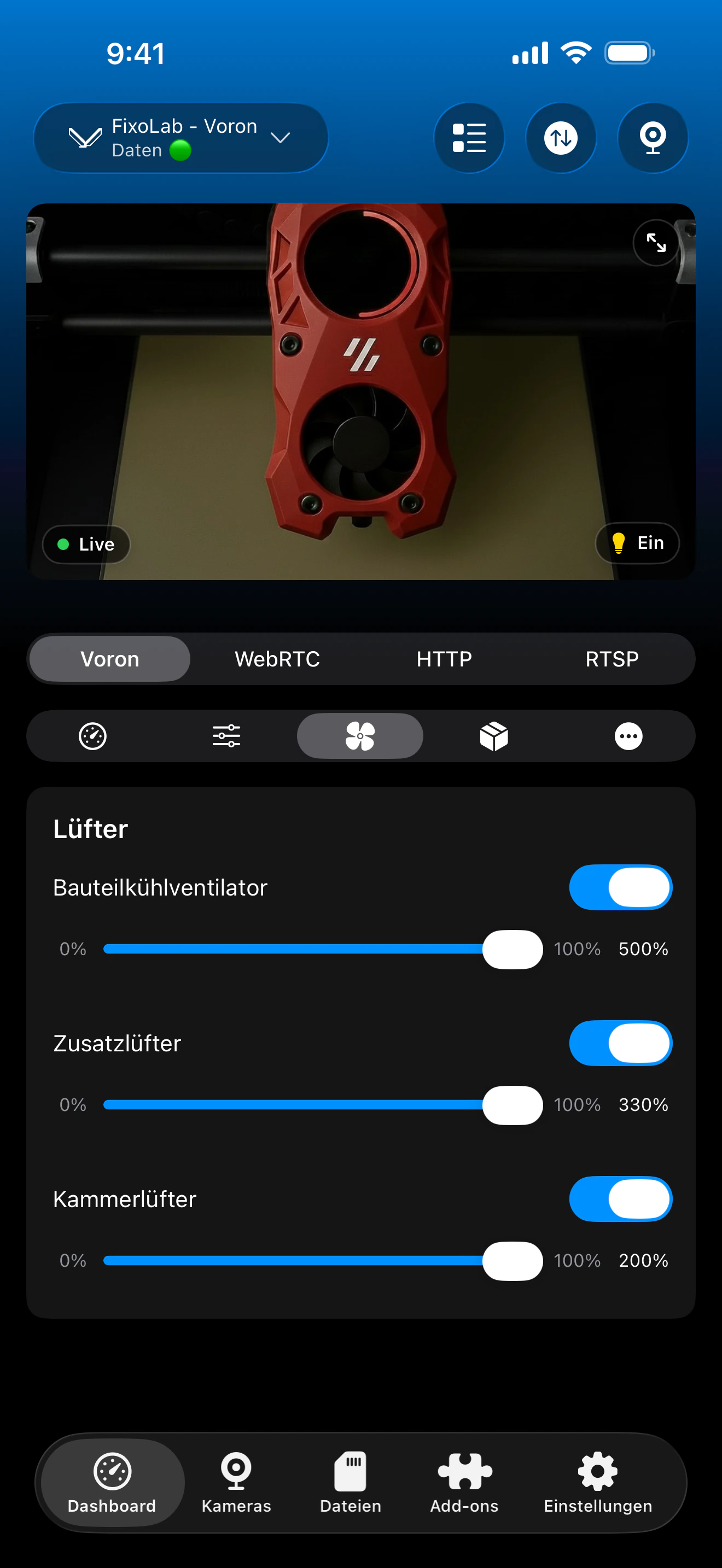 Klipper-Lüftersteuerung in Printer Tools