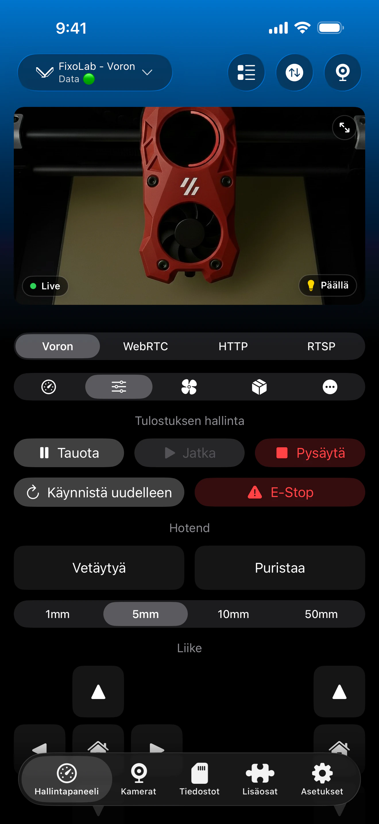 Klipper-tulostuksen hallinta Printer Toolsissa