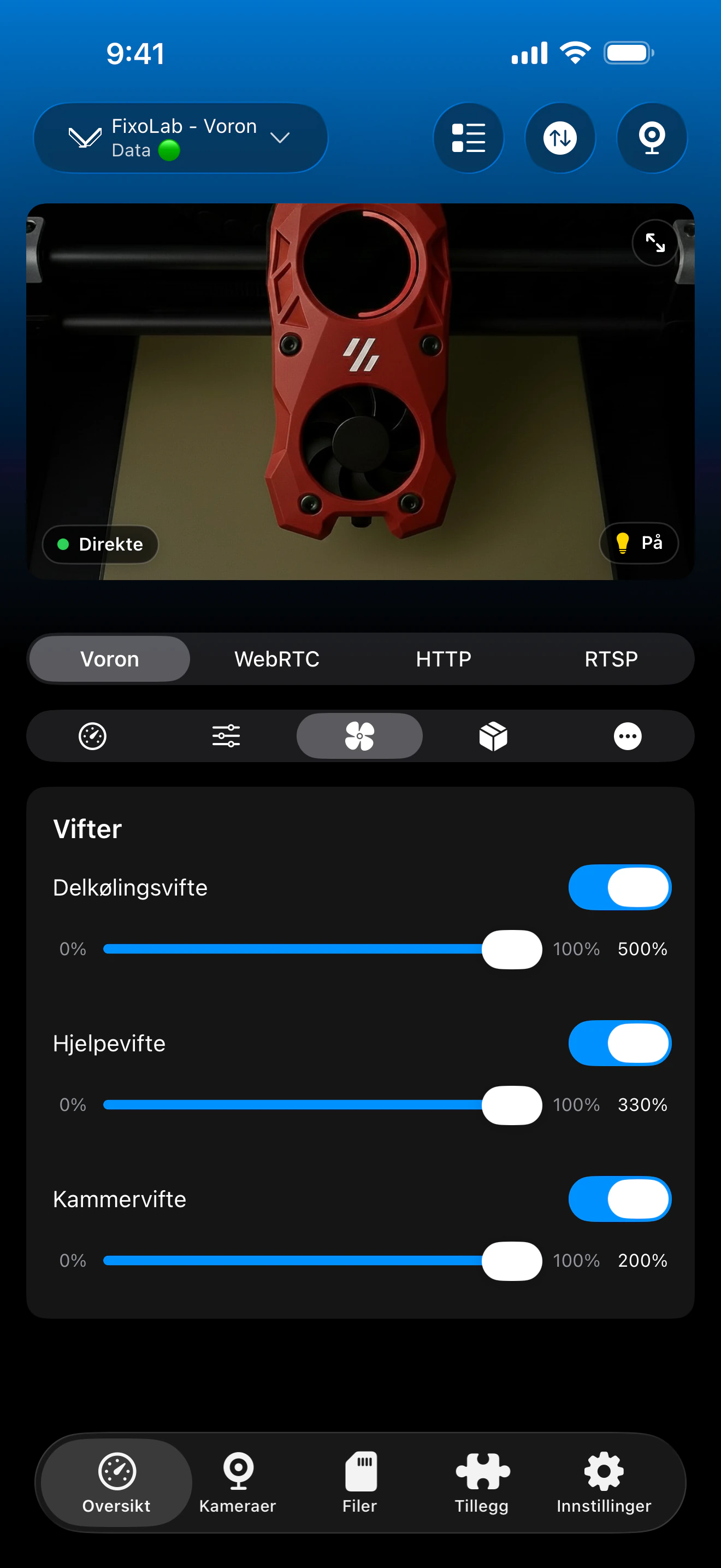 Klipper viftekontroll i Printer Tools