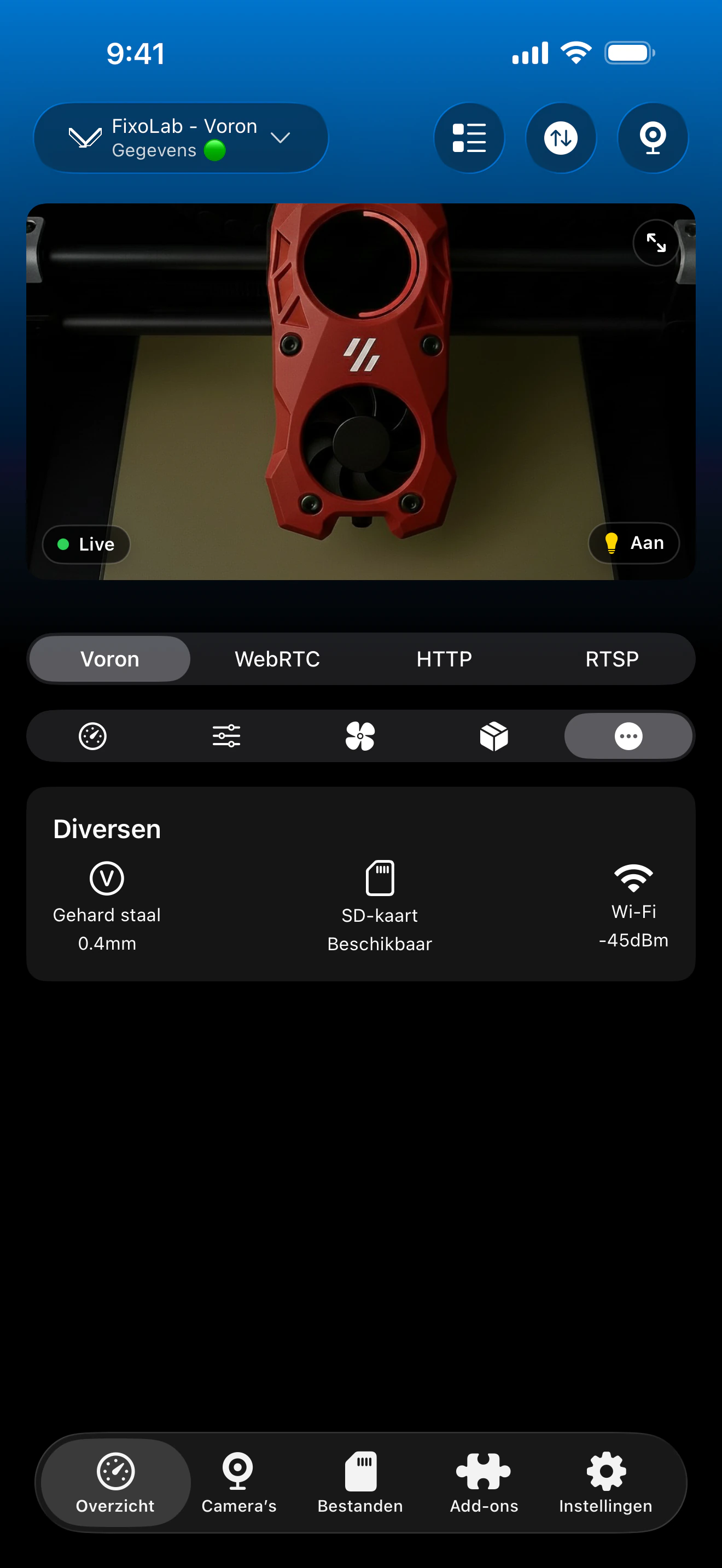 Klipper-overig dashboard in Printer Tools