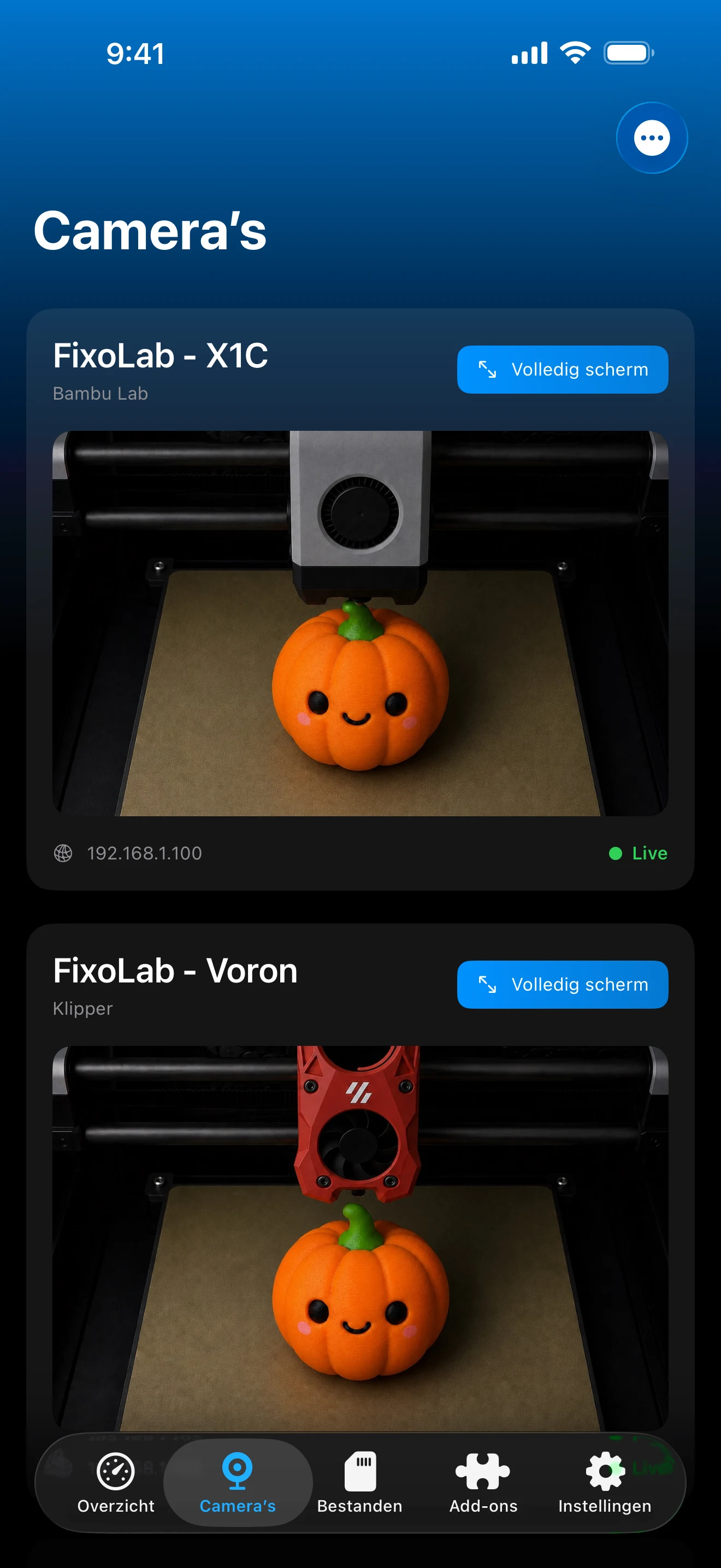 VPN-, OctoEverywhere- en Obico-opties voor een printer in Printer Tools