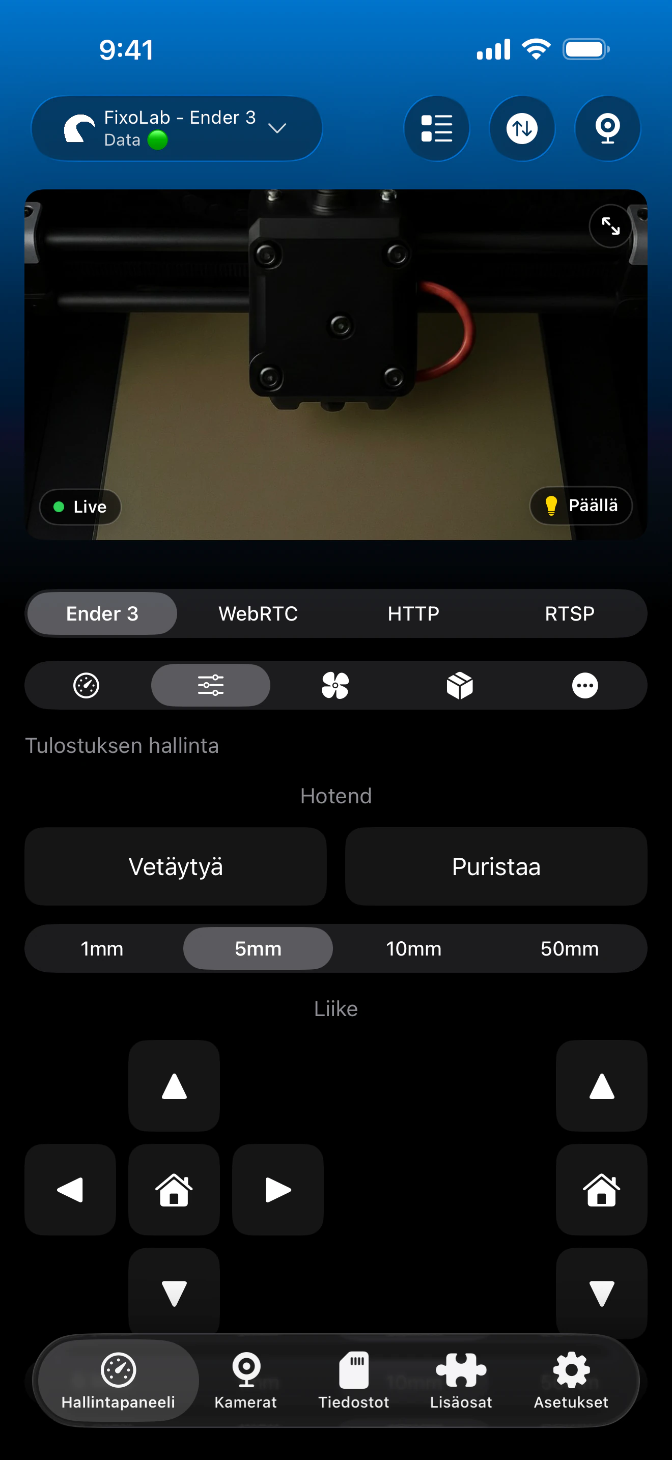 OctoPrint-tulostuksen hallinta Printer Toolsissa