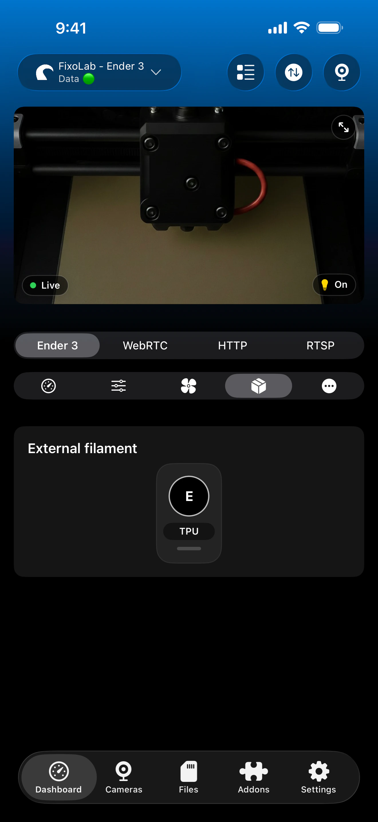 OctoPrint filament tab in Printer Tools