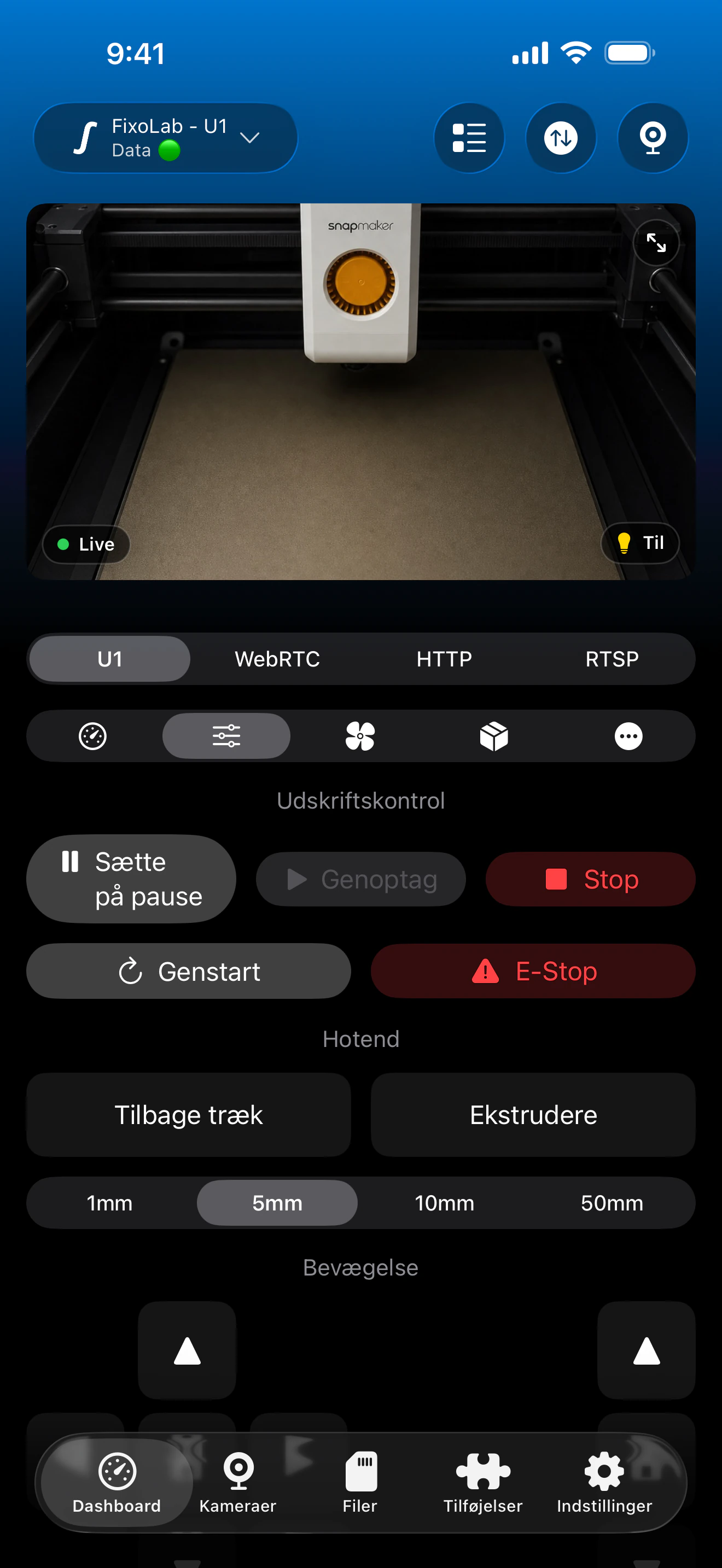 Snapmaker U1 udskriftsstyring i Printer Tools