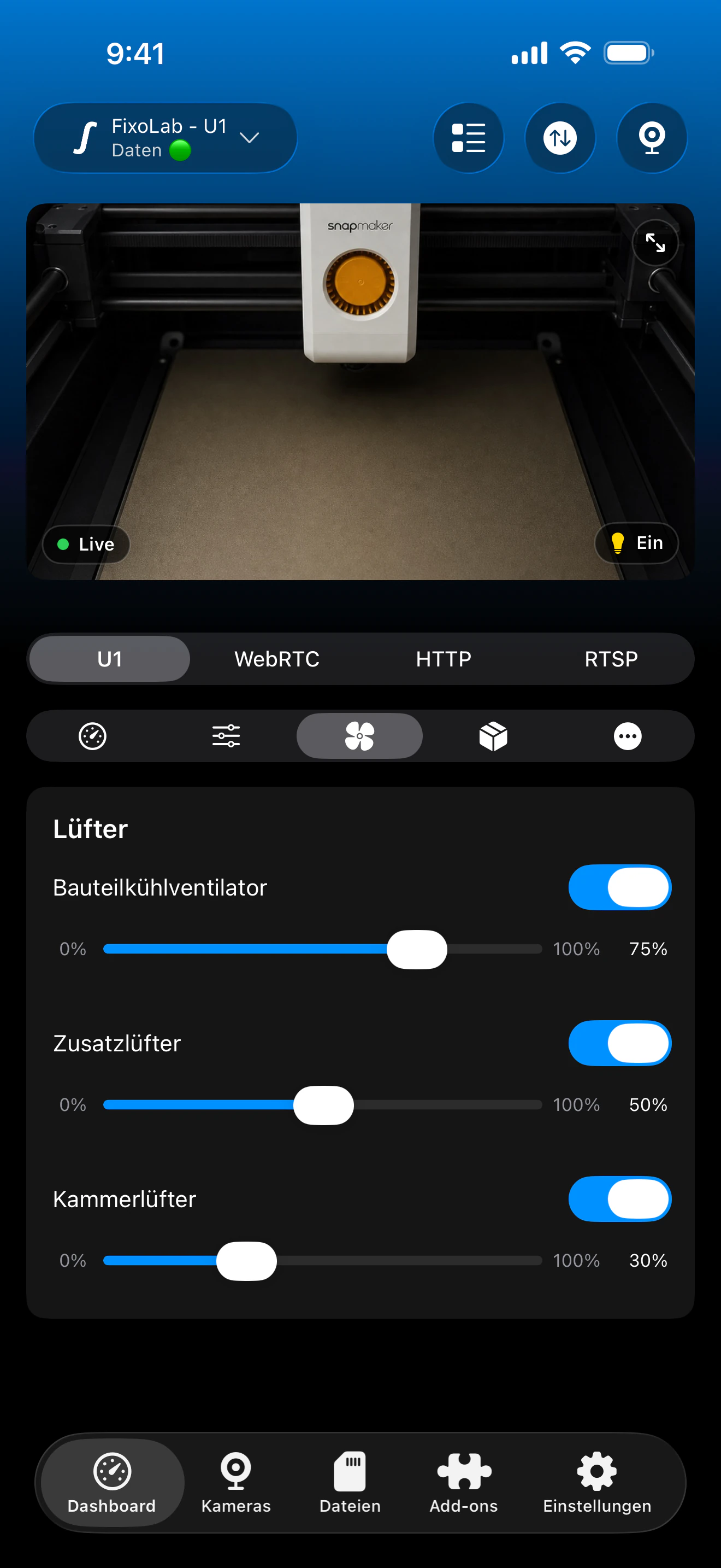 Snapmaker-U1-Lüftersteuerung in Printer Tools