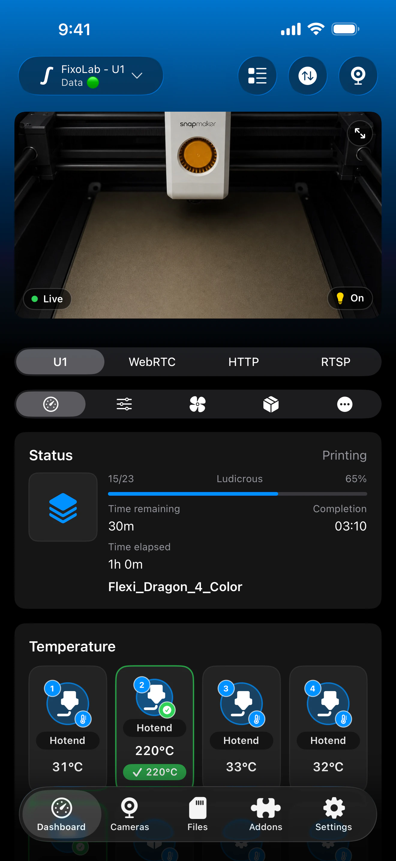 Printer Tools Snapmaker U1 dashboard screenshot