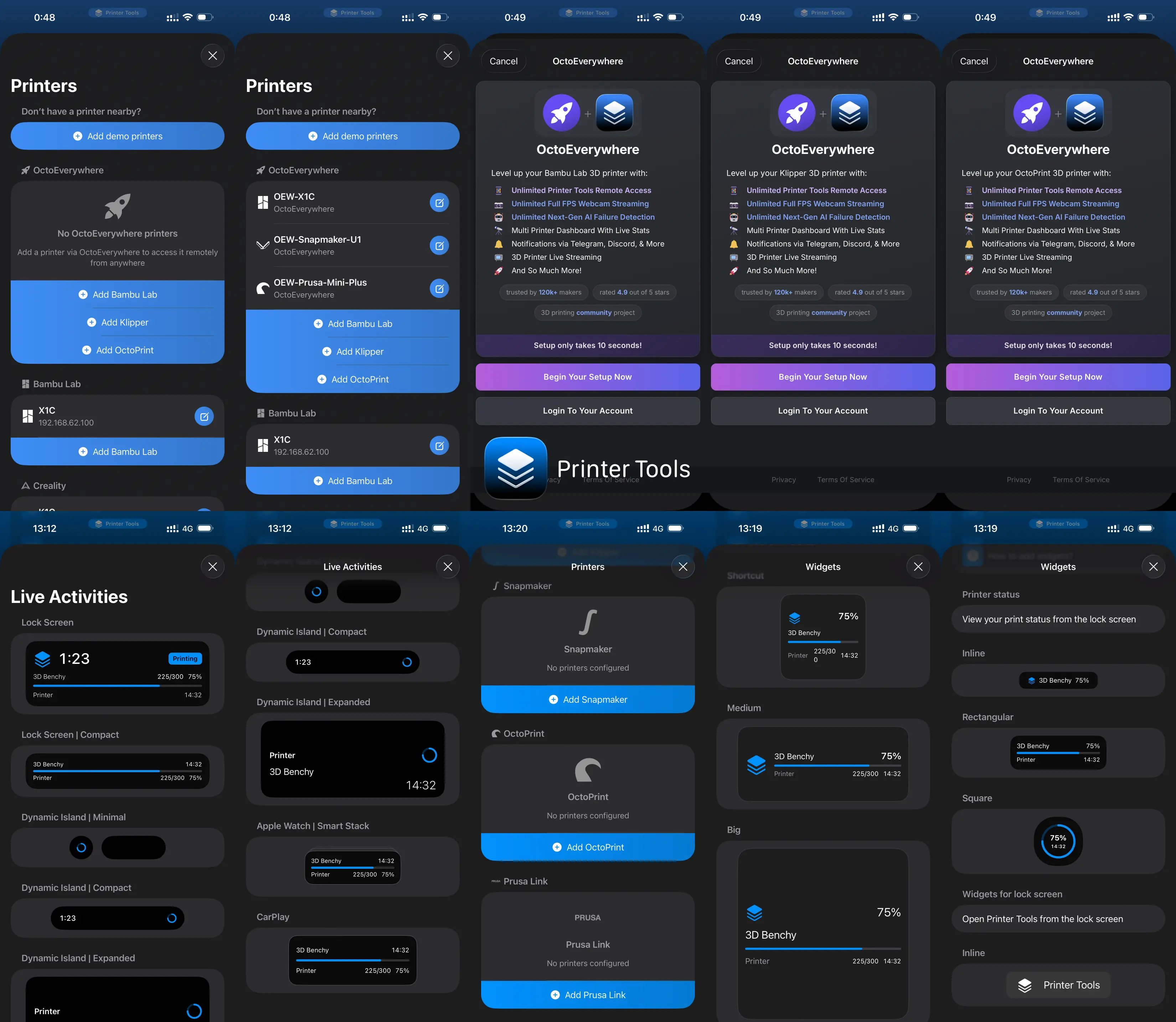 Printer Tools App Versión 2.1: Acceso Remoto con OctoEverywhere, Live Activities desde Cualquier Lugar y Soporte para Prusa Link