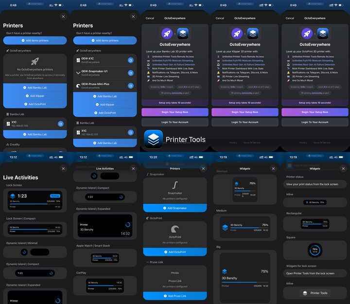 Printer Tools 2.1 añade compatibilidad con OctoEverywhere y PrusaLink