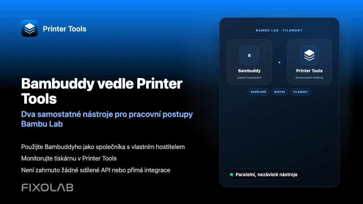 Používání Bambuddy společně s Printer Tools pro správu filamentu Bambu Lab