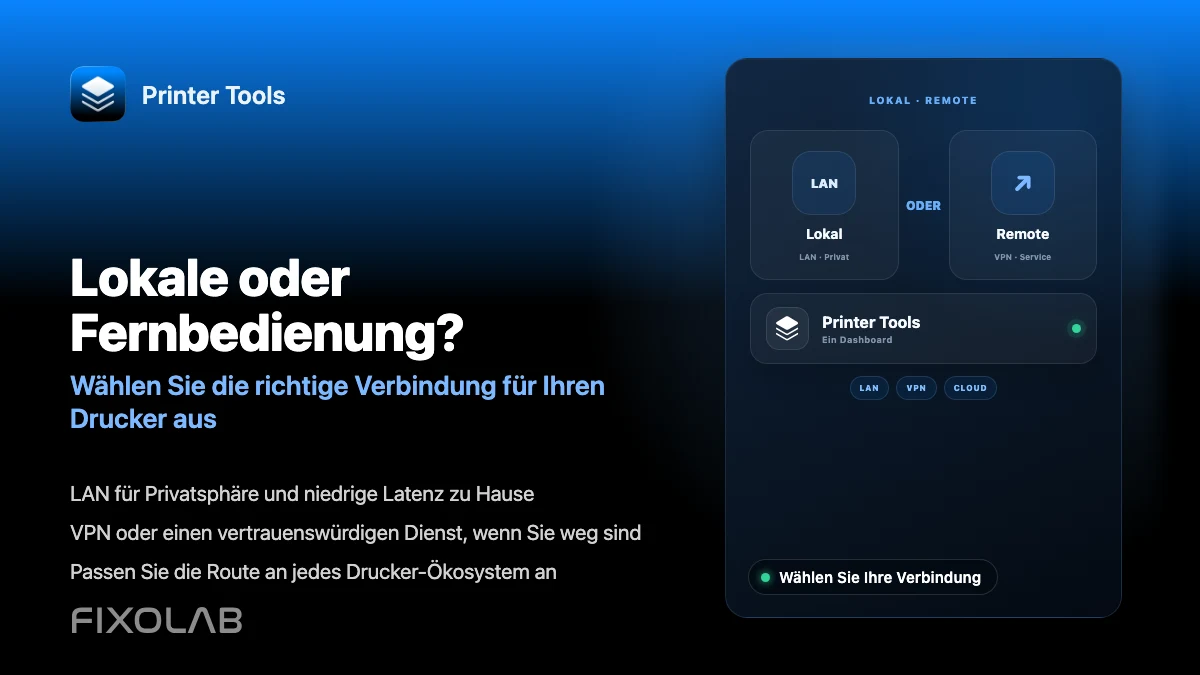 Lokale 3D-Drucker-Steuerung oder Fernzugriff mit VPN, OctoEverywhere, Obico und Cloud wählen