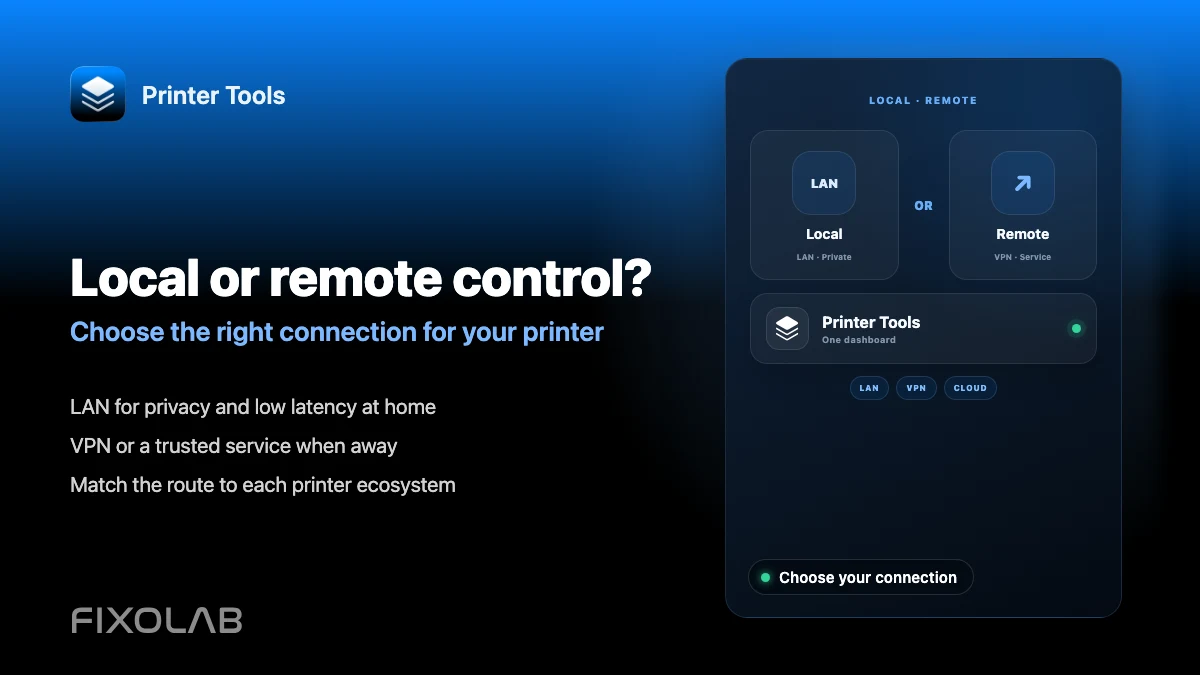 Choosing local 3D printer control or remote access with VPN, OctoEverywhere, Obico and cloud Choosing local 3D printer control or remote access with VPN, OctoEverywhere, Obico and cloud