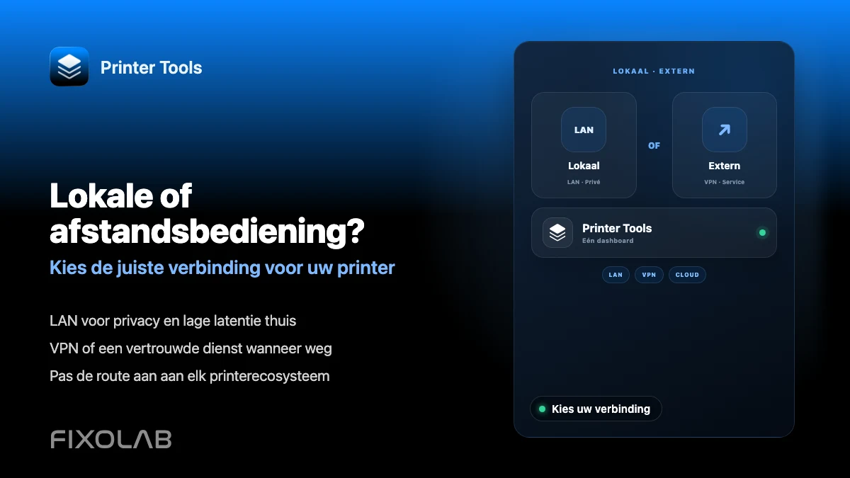 Kiezen tussen lokale 3D-printerbediening of externe toegang met VPN, OctoEverywhere, Obico en cloud Kiezen tussen lokale 3D-printerbediening of externe toegang met VPN, OctoEverywhere, Obico en cloud