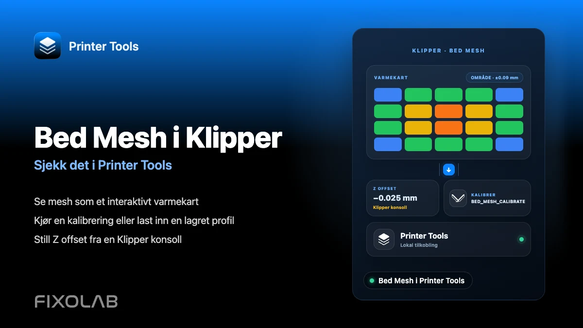 Hvordan konfigurere Bed Mesh og Z offset i Klipper og sjekke dem fra telefonen