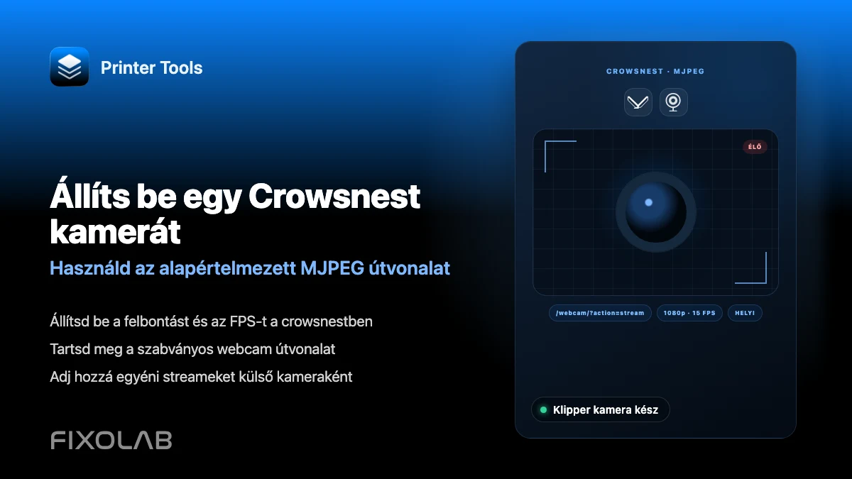 Hogyan állíts be egy Crowsnest kamerát Klipperhez és Printer Toolshoz Hogyan állíts be egy Crowsnest kamerát Klipperhez és Printer Toolshoz