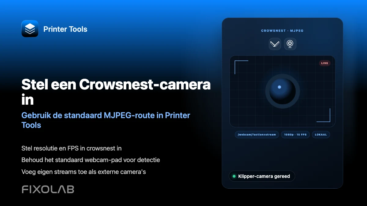 Hoe je een Crowsnest-camera configureert voor Klipper en Printer Tools Hoe je een Crowsnest-camera configureert voor Klipper en Printer Tools