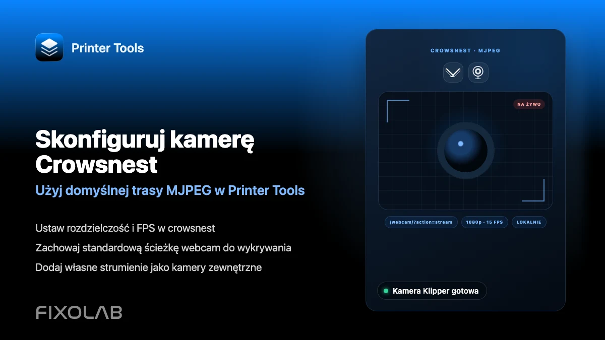 Jak skonfigurować kamerę Crowsnest dla Klippera i Printer Tools