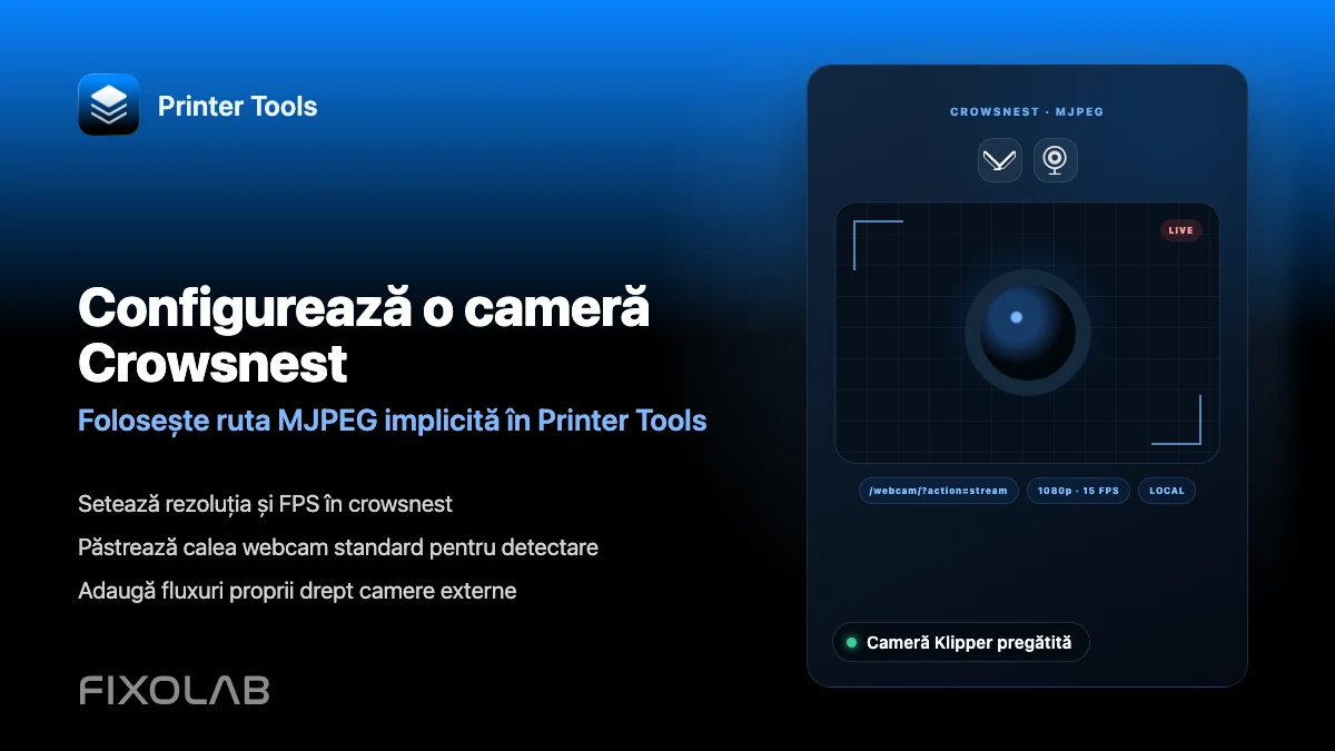 Cum configurezi o cameră Crowsnest pentru Klipper și Printer Tools Cum configurezi o cameră Crowsnest pentru Klipper și Printer Tools
