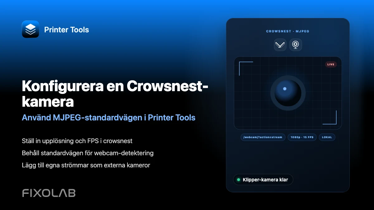 Så konfigurerar du en Crowsnest-kamera för Klipper och Printer Tools