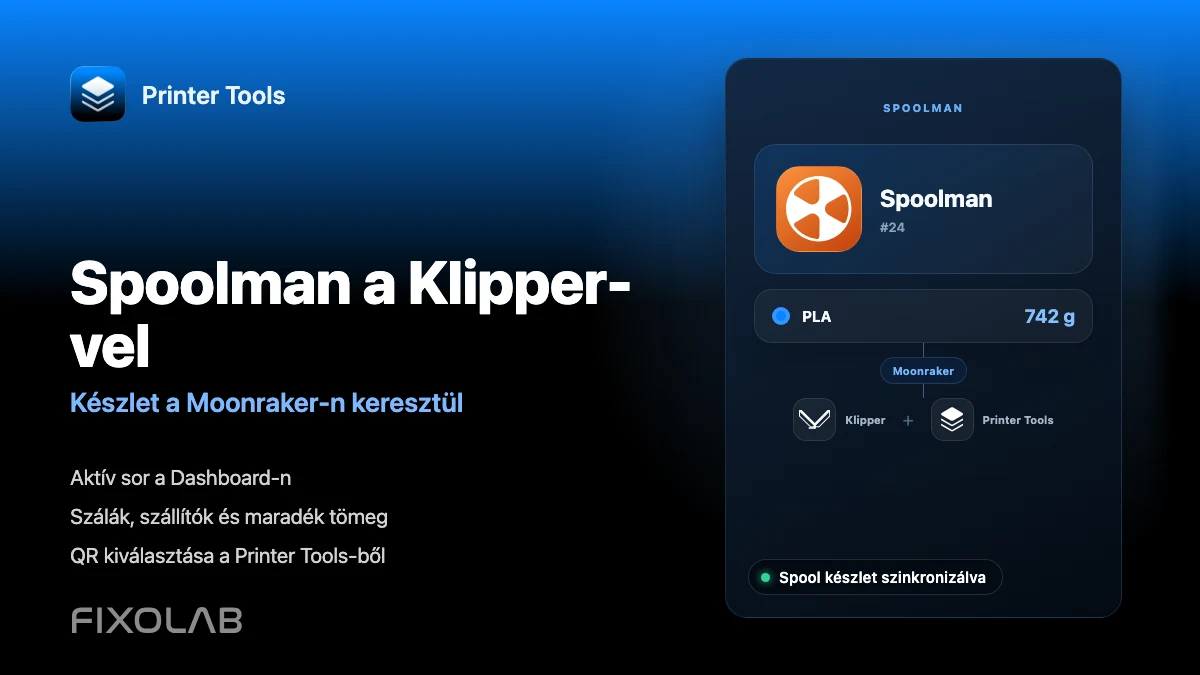 A Spoolman konfigurálása a Klipper, Moonraker és Printer Tools segítségével