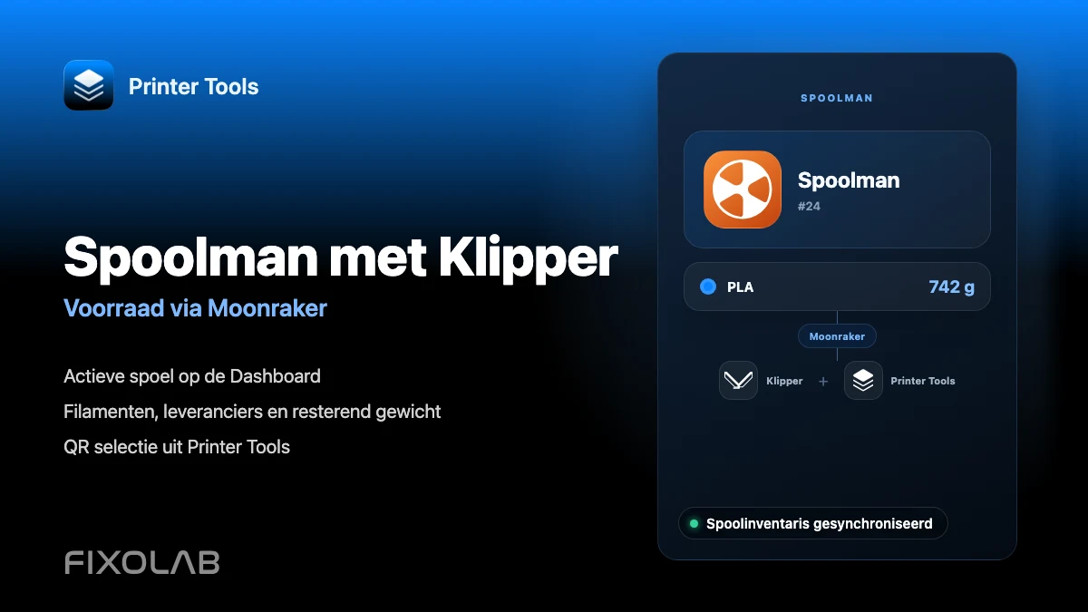Spoolman configureren met Klipper, Moonraker en Printer Tools Spoolman configureren met Klipper, Moonraker en Printer Tools