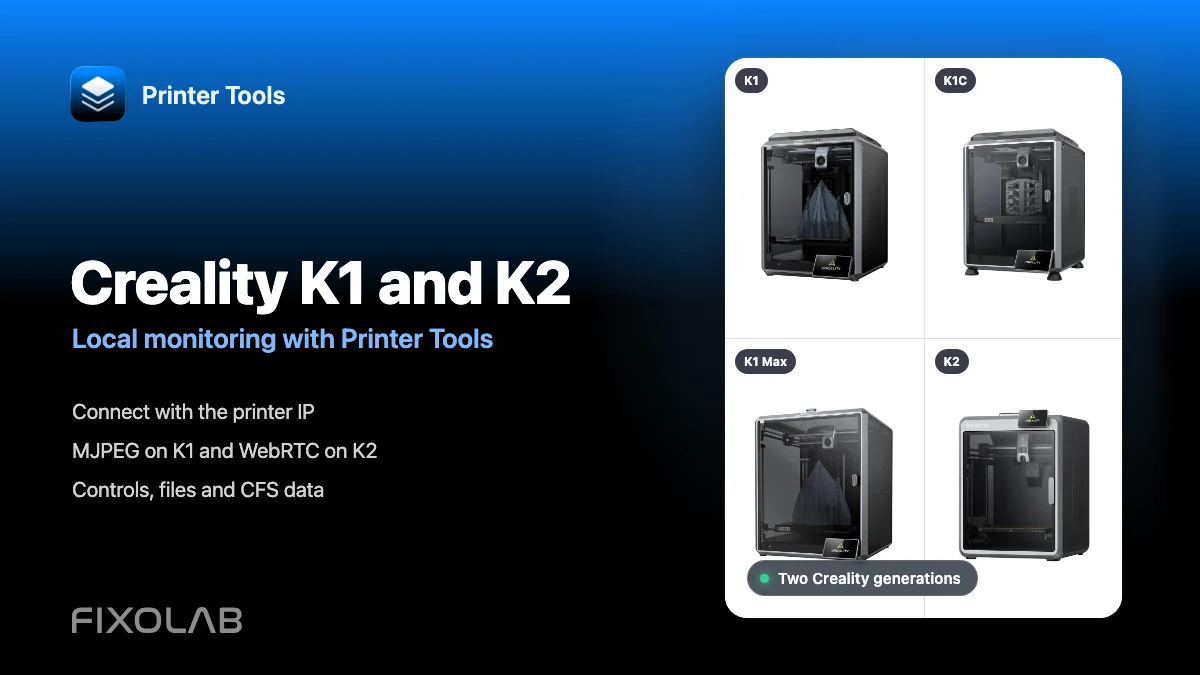 How to connect Creality K1, K1C, K1 Max and K2 to Printer Tools over LAN