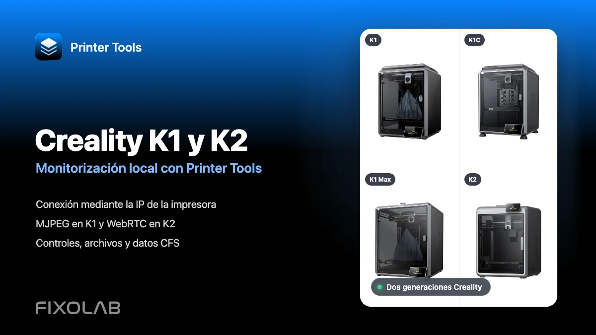 Conectar Creality K1, K1C, K1 Max y K2 a Printer Tools por LAN