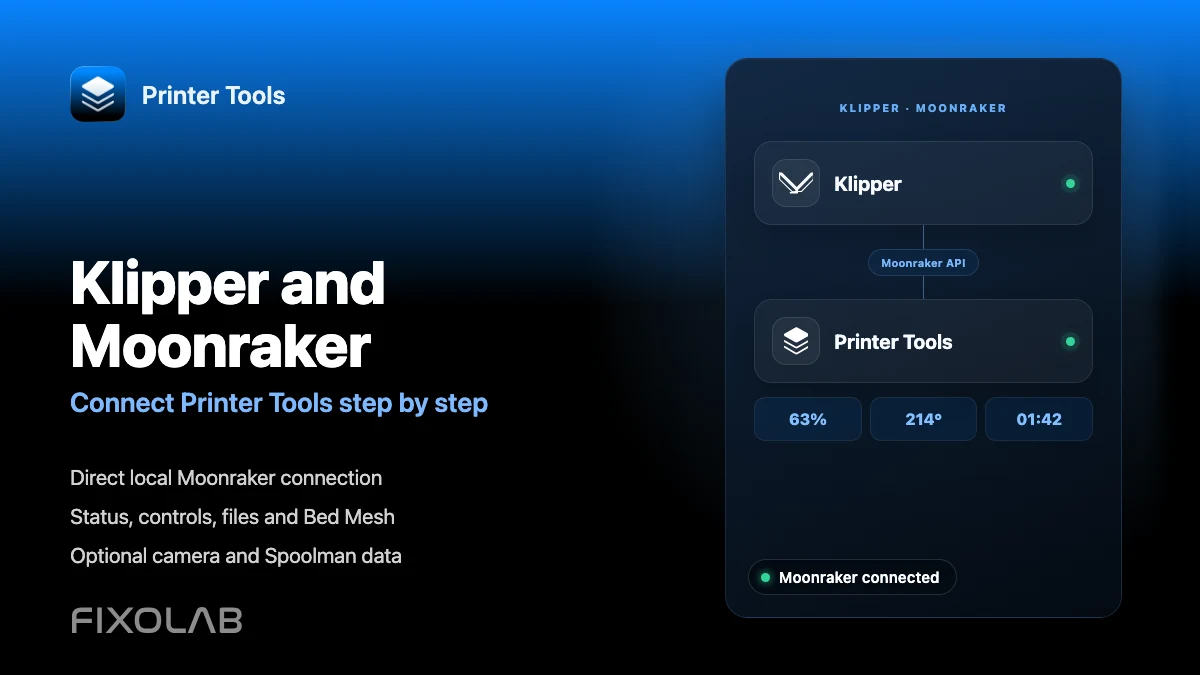 How to connect Klipper and Moonraker to Printer Tools step by step