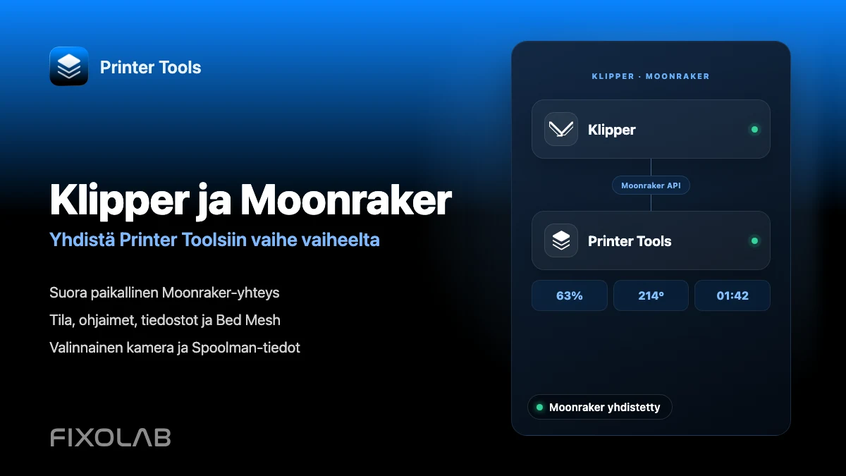 Klipperin ja Moonrakerin yhdistäminen Printer Toolsiin vaihe vaiheelta