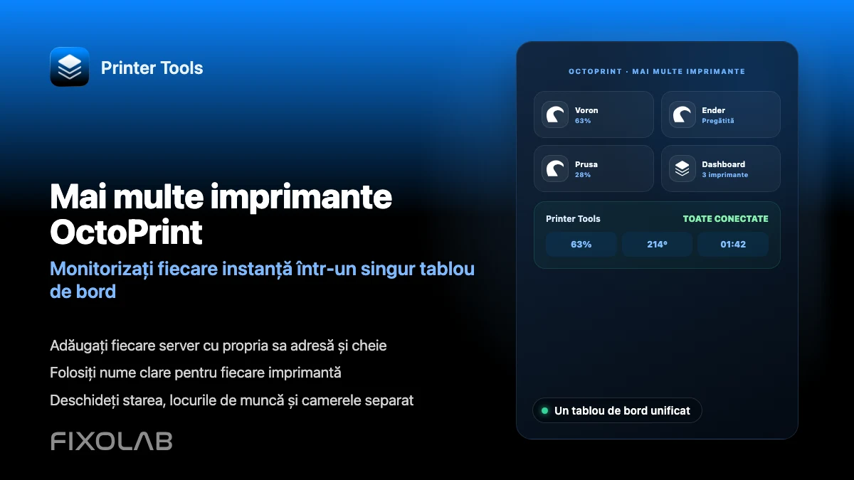 Cum conectezi și monitorizezi mai multe imprimante OctoPrint în Printer Tools