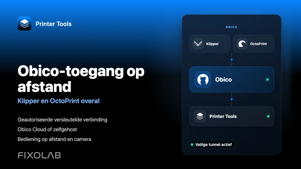 Obico verbinden met Printer Tools voor toegang op afstand tot Klipper en OctoPrint Obico verbinden met Printer Tools voor toegang op afstand tot Klipper en OctoPrint