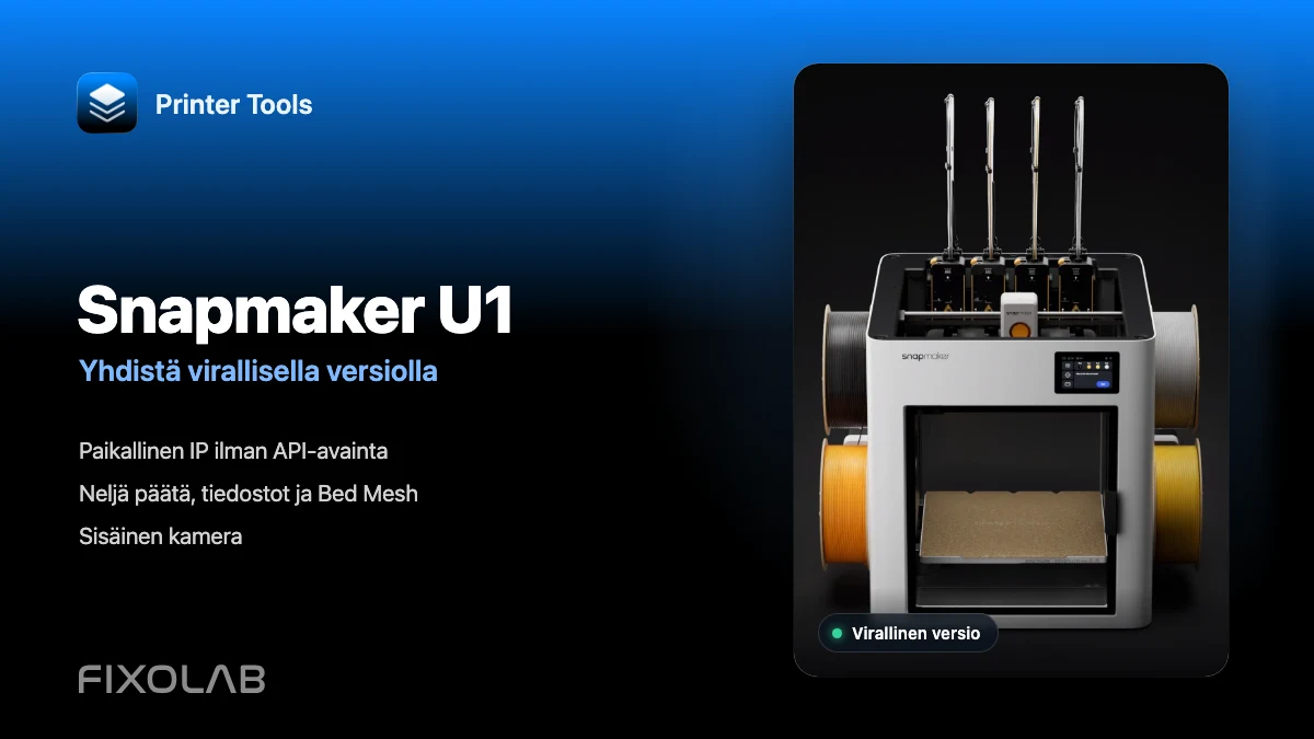 Yhdistä Snapmaker U1 Printer Toolsiin virallisella versiolla Yhdistä Snapmaker U1 Printer Toolsiin virallisella versiolla